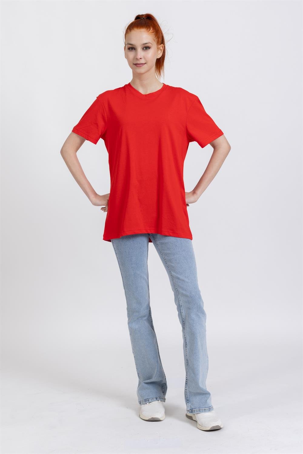La Bayan O yaka Düz Basıc K.Kol Tshırt KIRMIZI