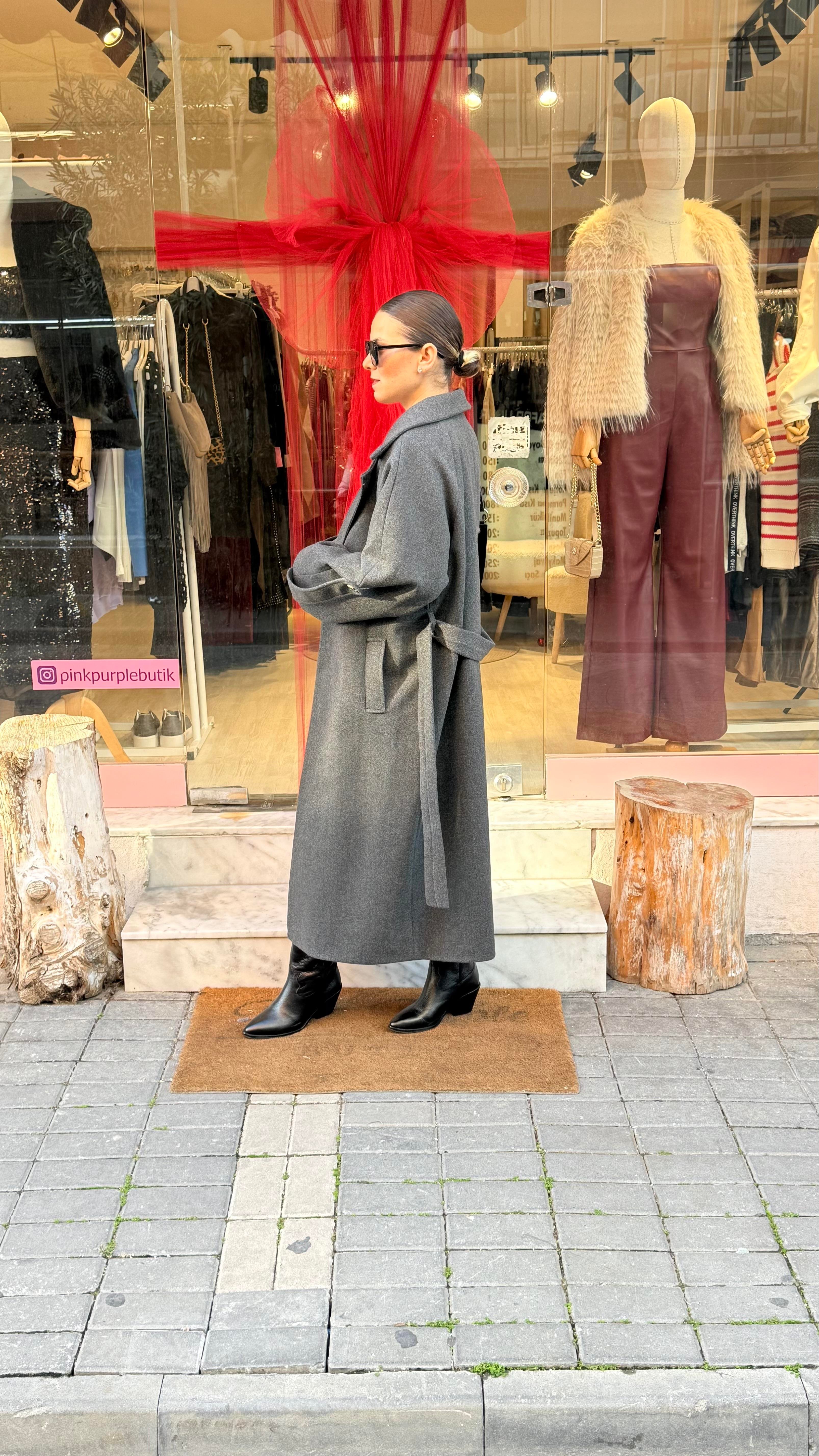 Antrasit Kaşe Kaban