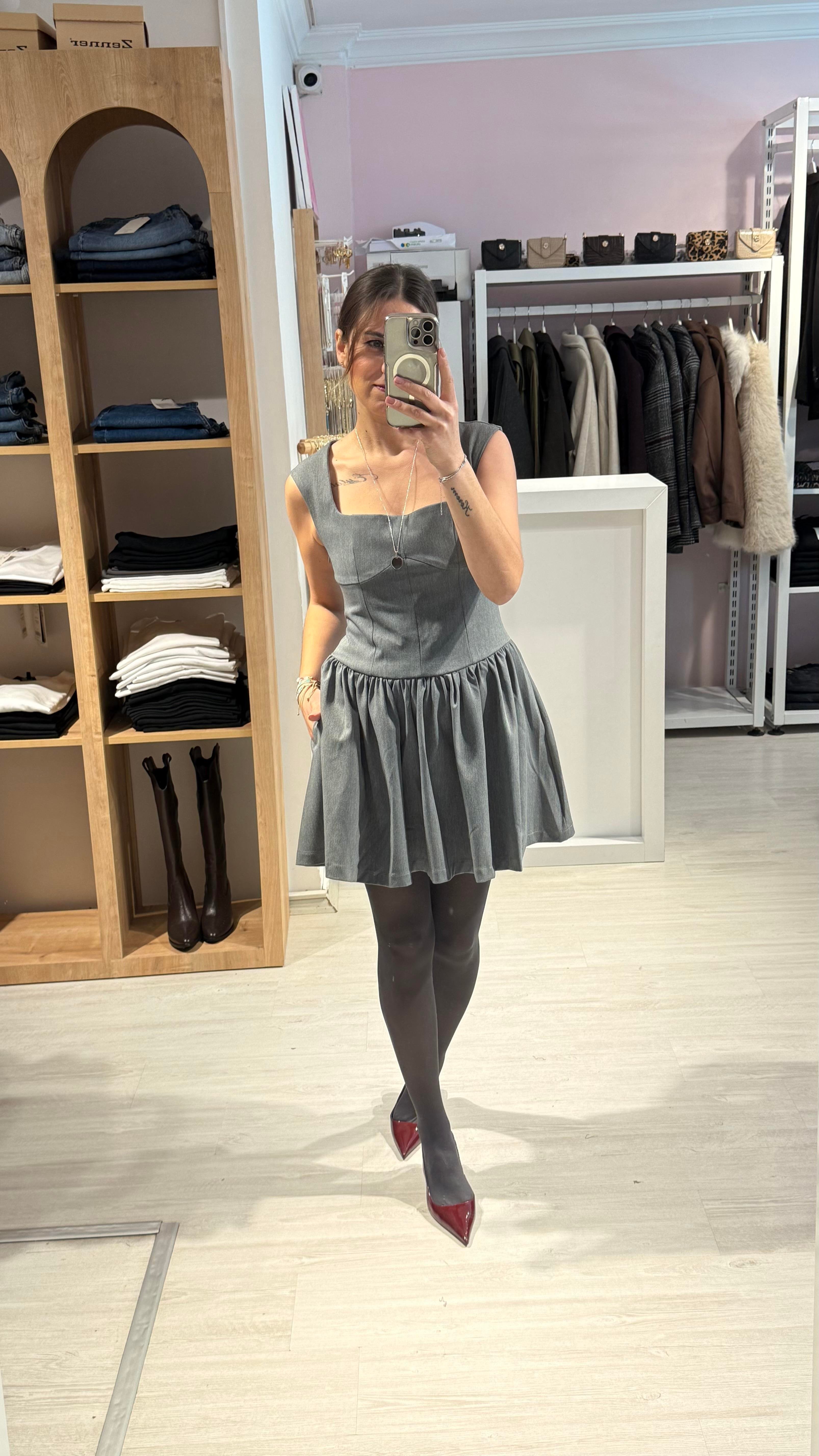Antrasit Mini Elbise