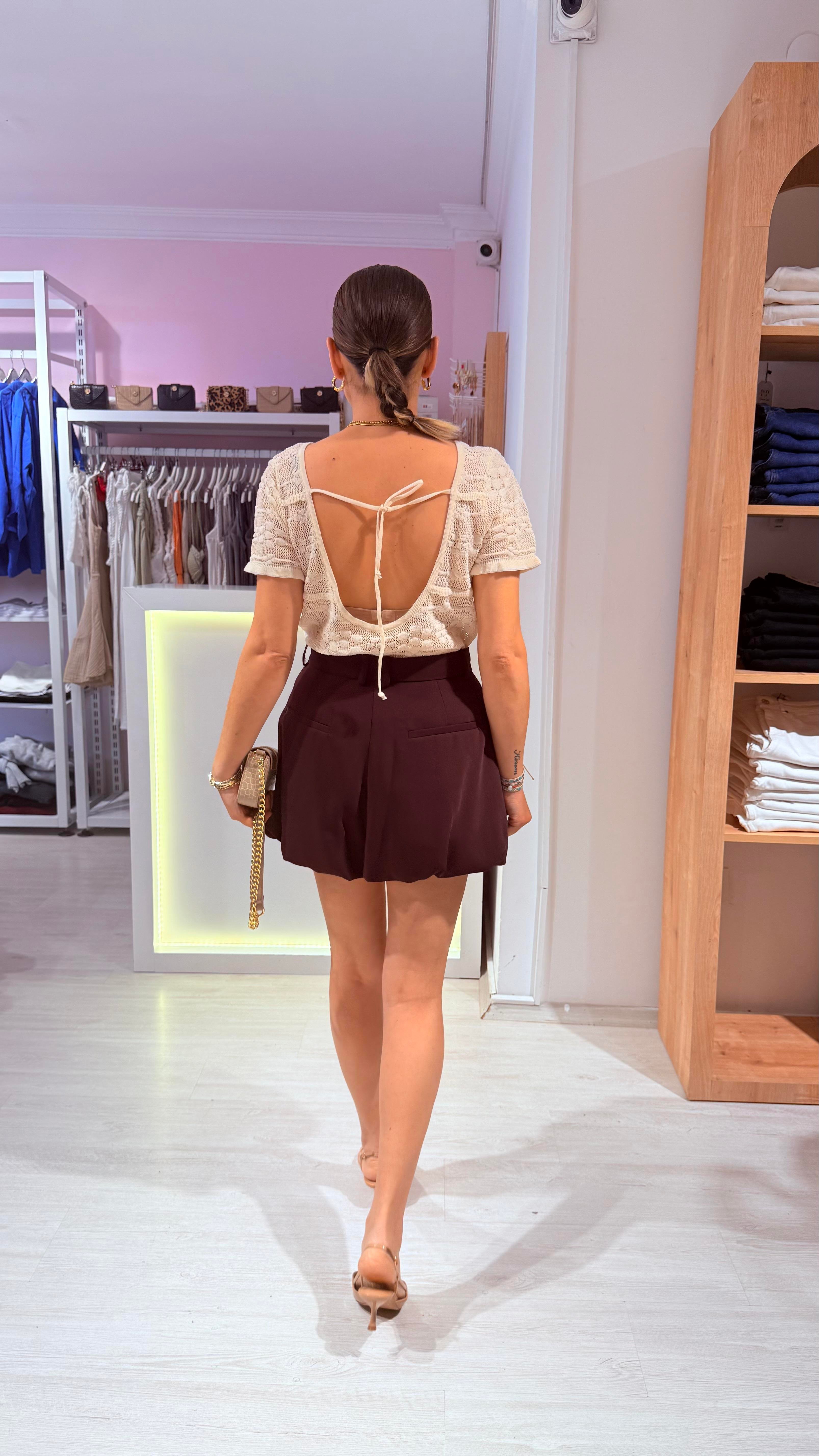 Bej Çiçekli Triko
