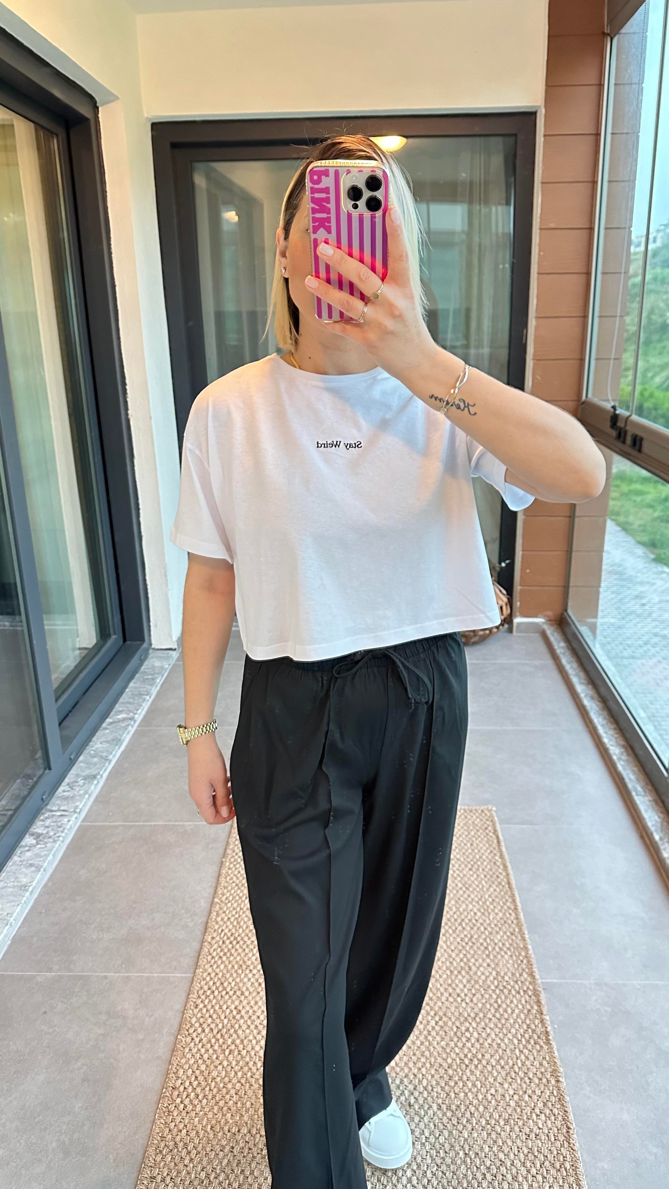 Beyaz Crop Tshirt
