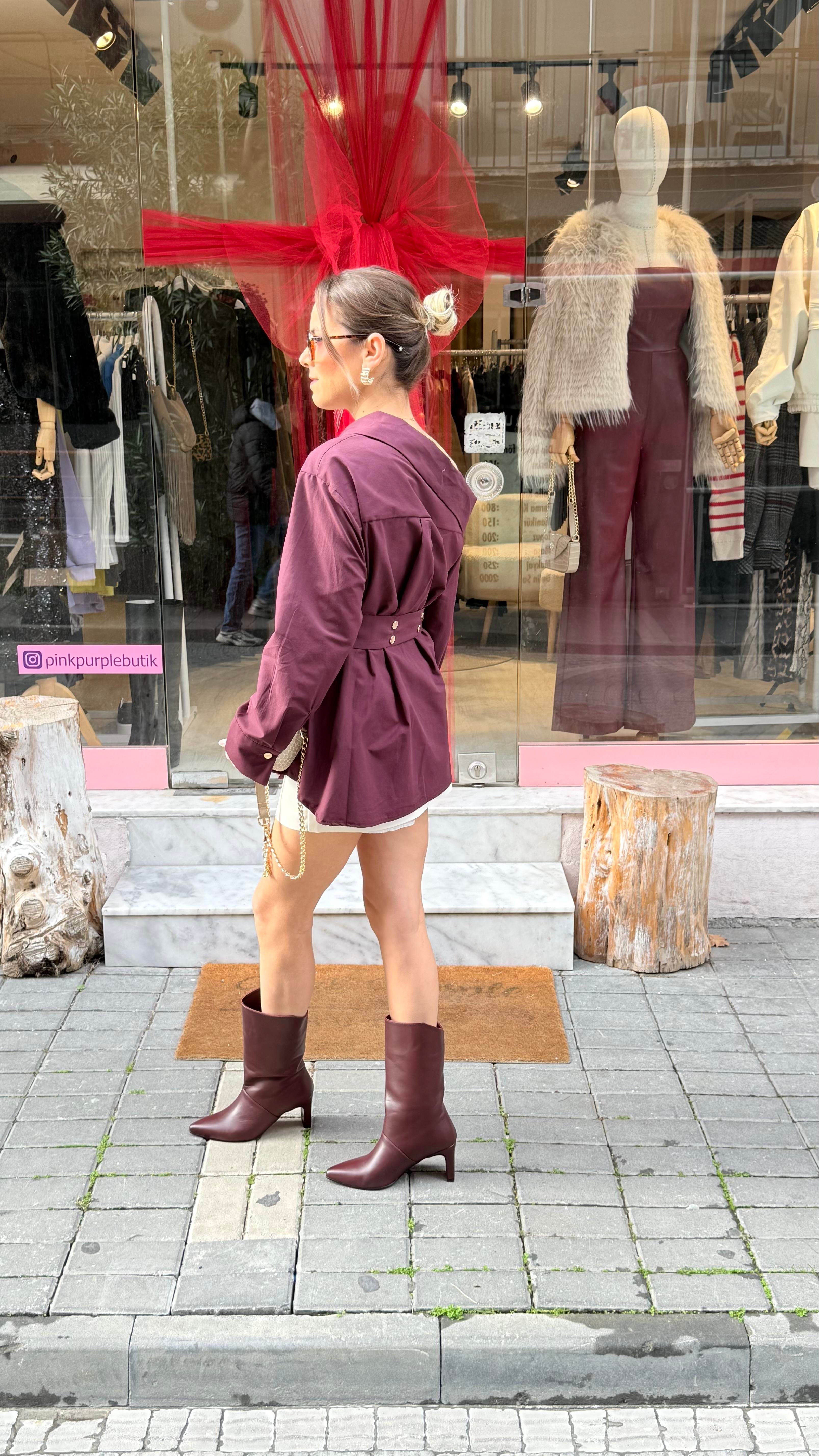 Bordo Gold Düğmeli Gömlek