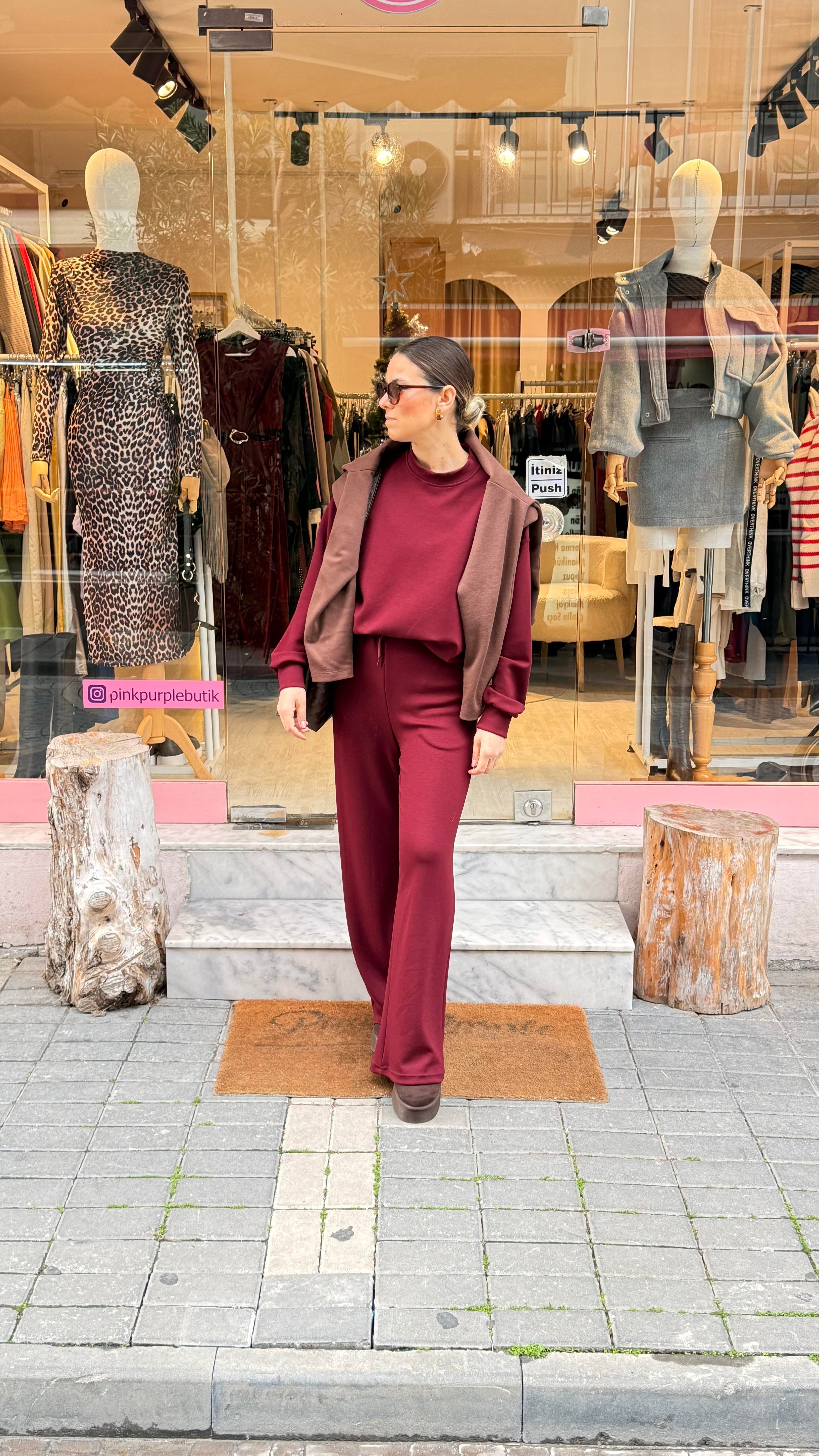 Bordo Modal Eşofman Takım