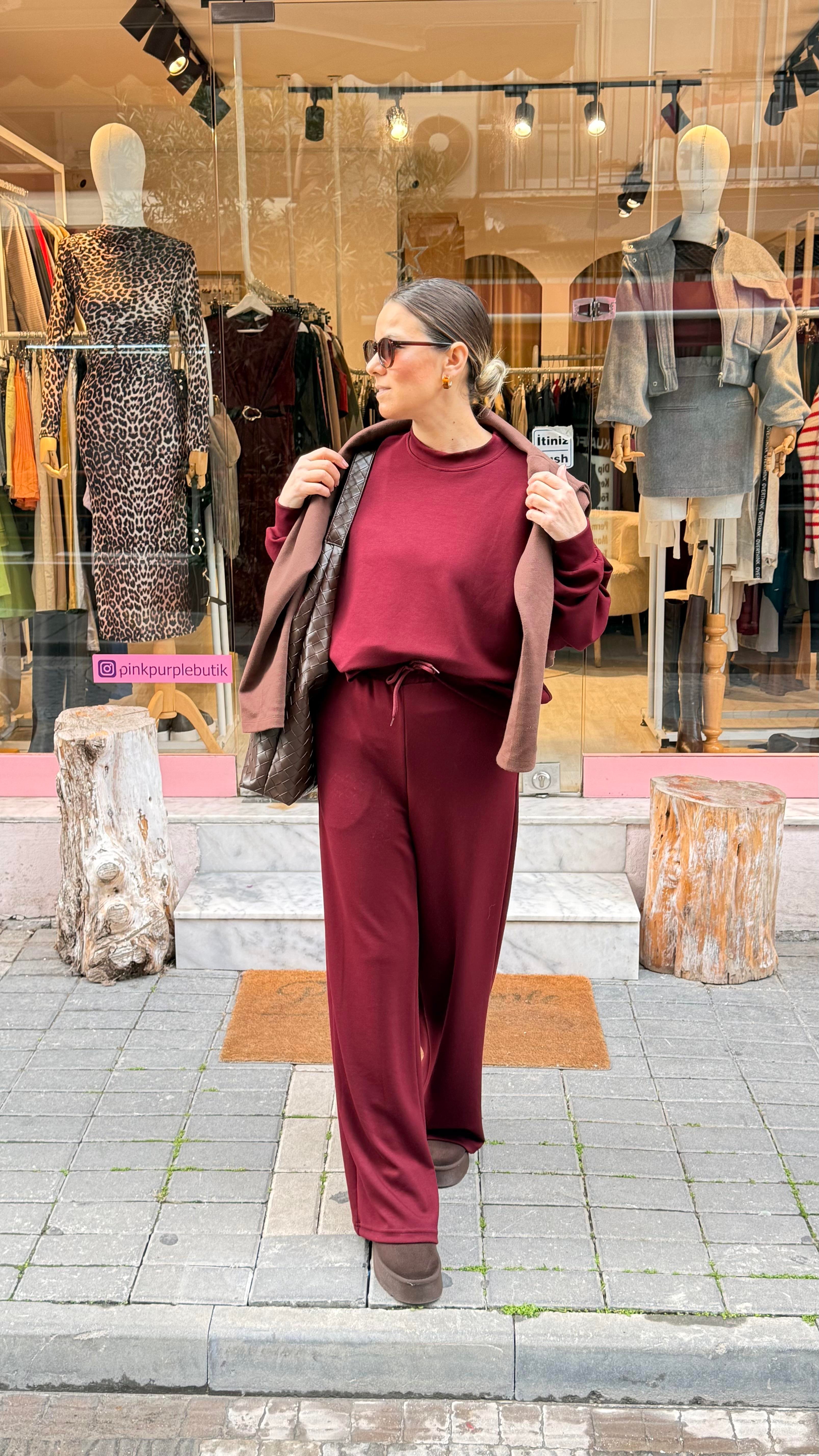 Bordo Modal Eşofman Takım