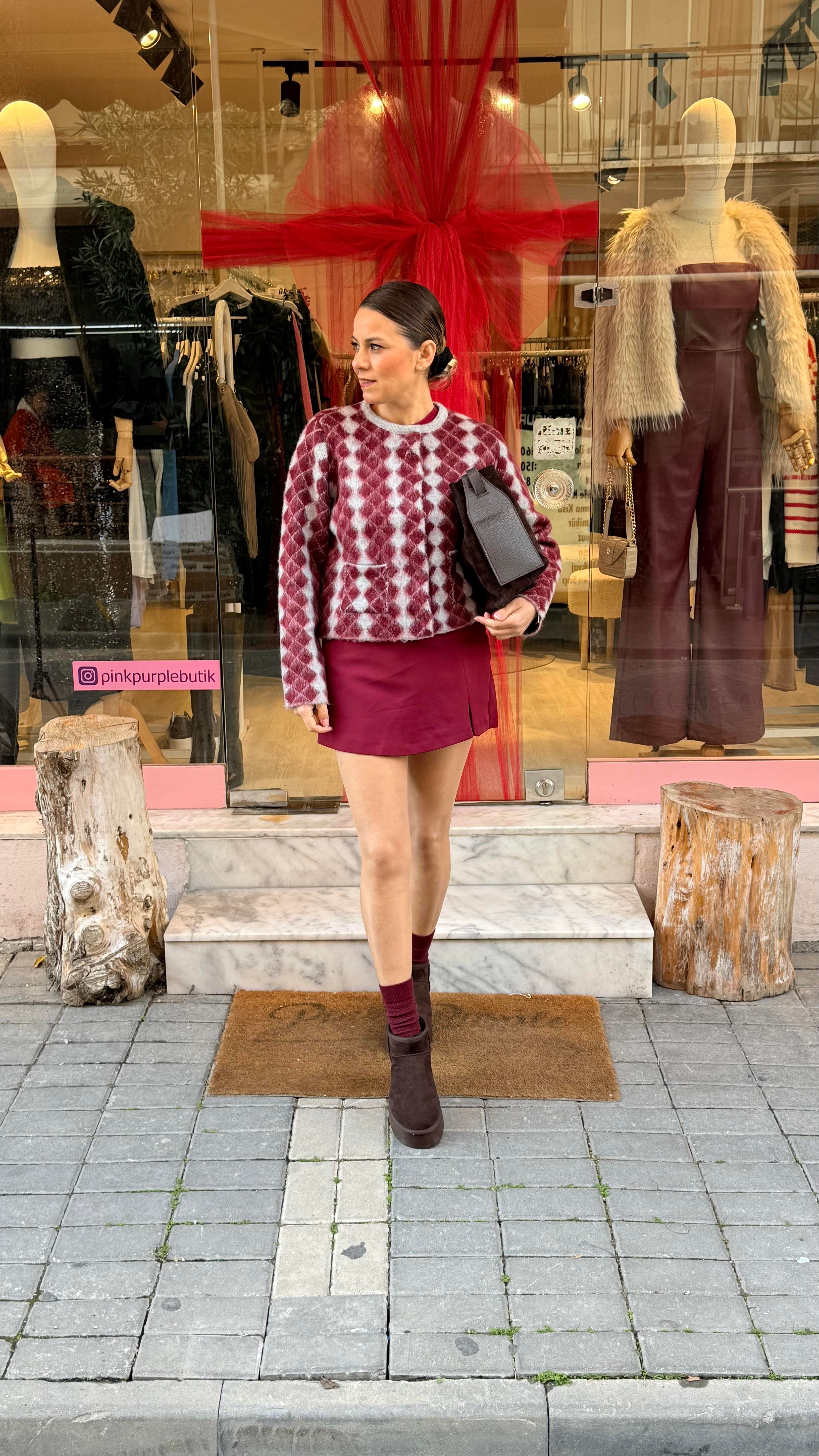 Bordo Orj.Marka Şort Etek