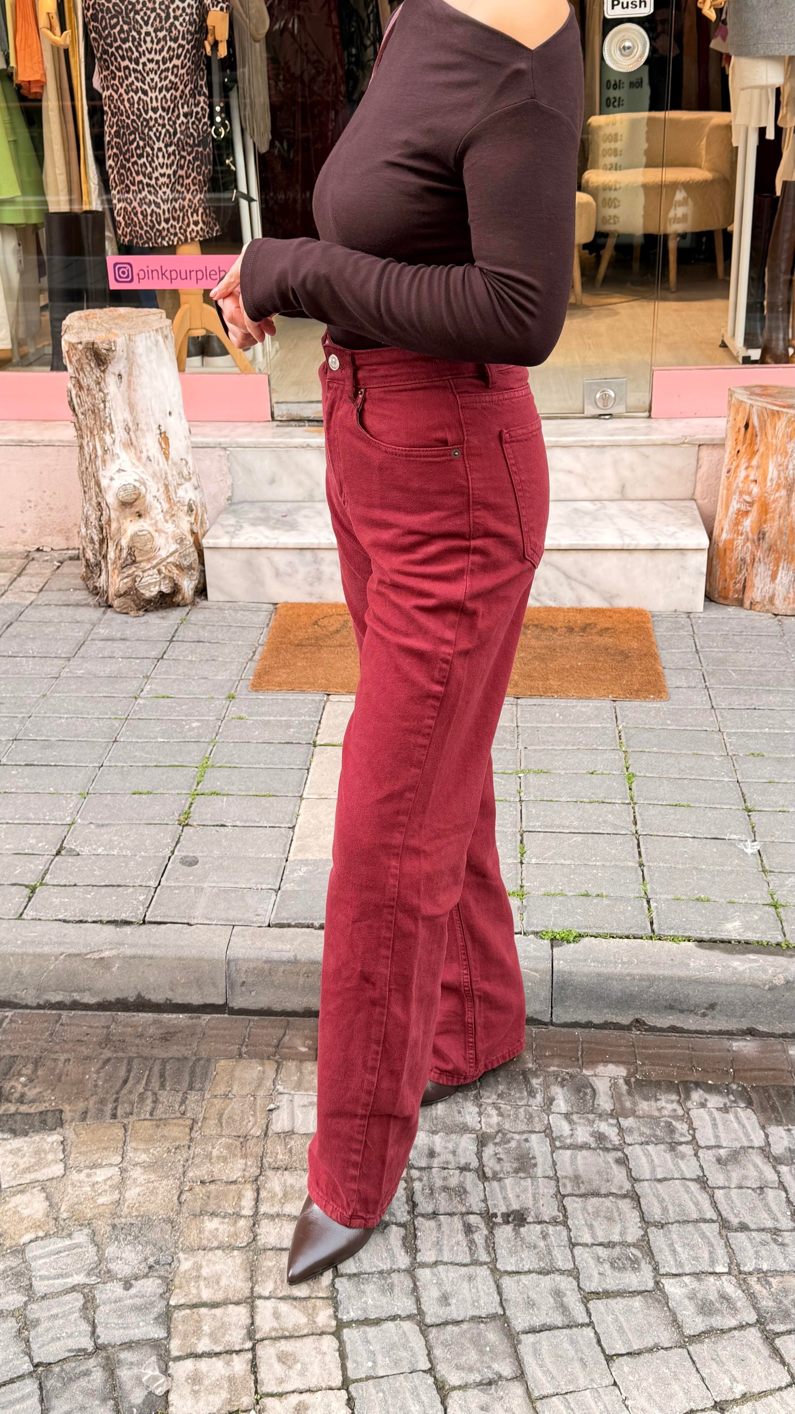 Bordo Orj. Marka Straight Jean