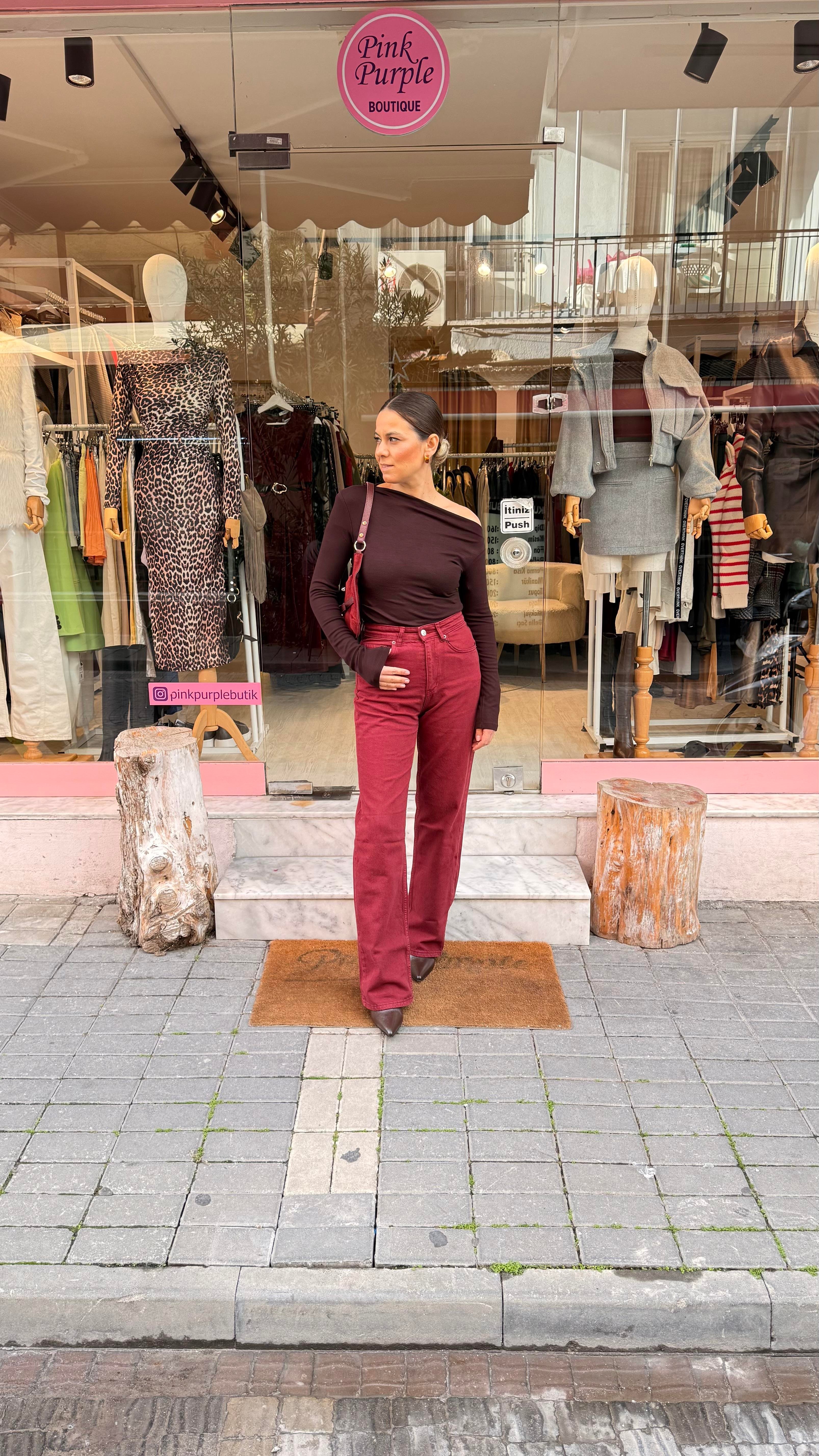 Bordo Orj. Marka Straight Jean