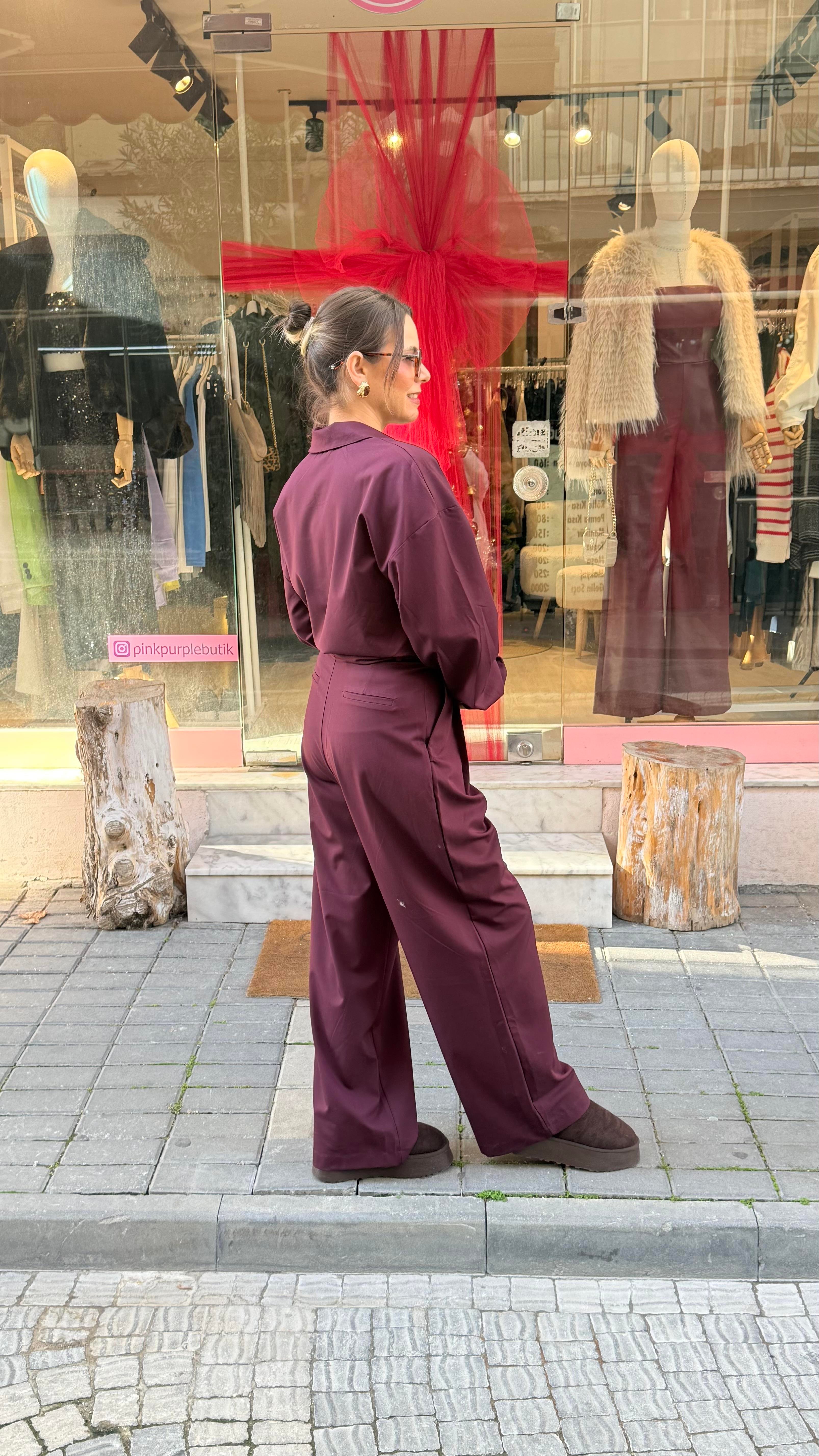 Bordo Premium Gömlek Takım