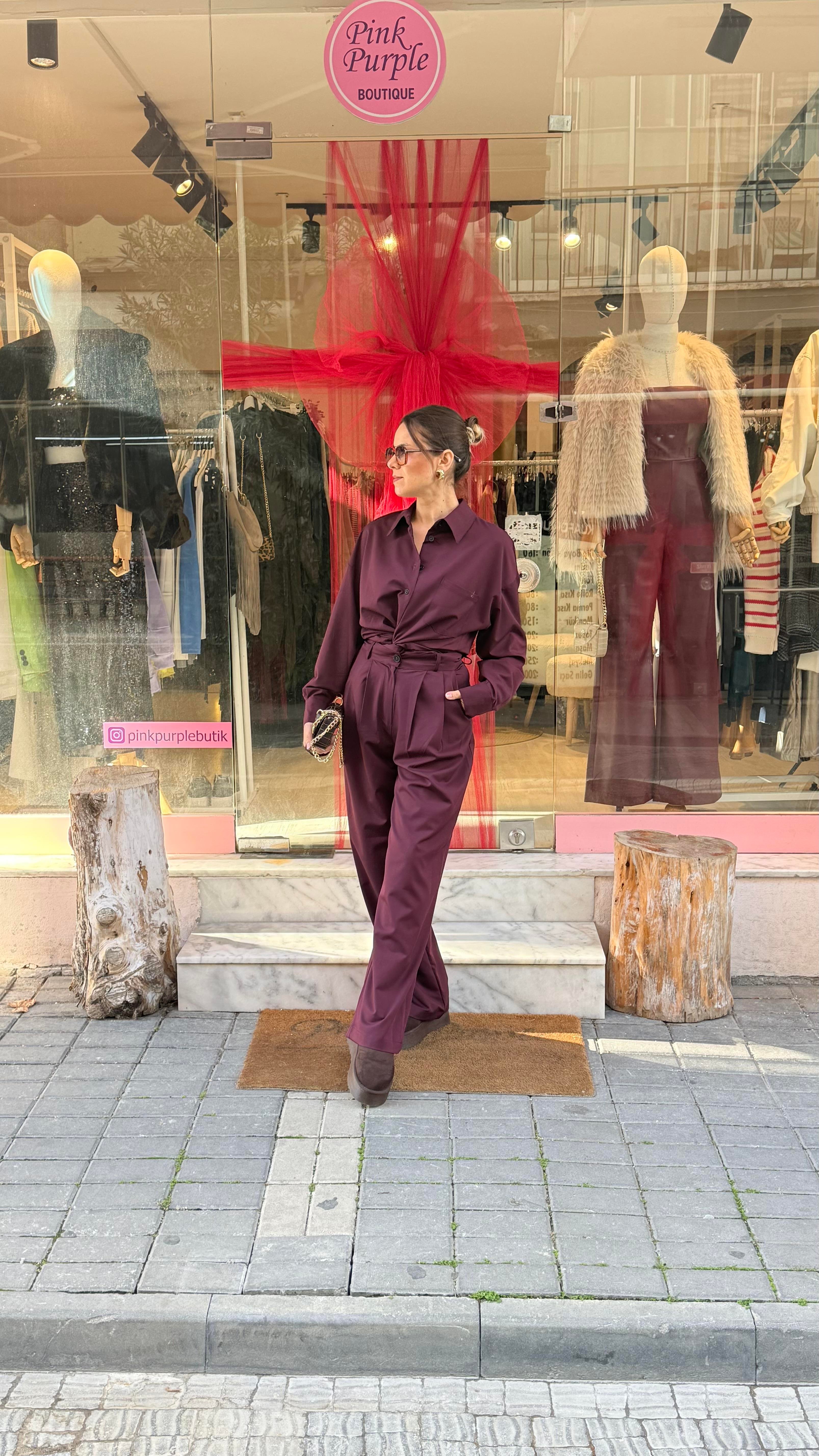 Bordo Premium Gömlek Takım