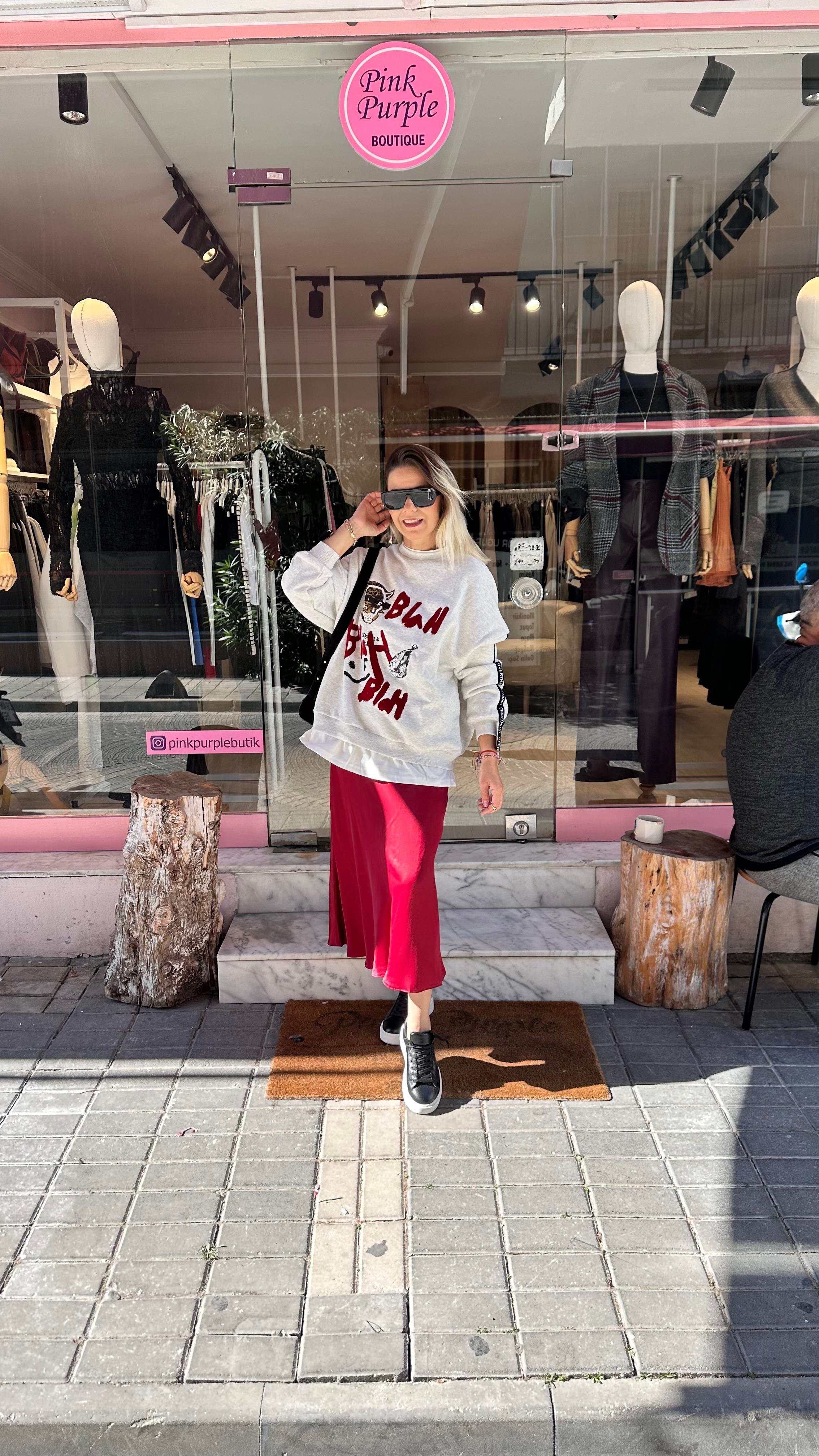 Bordo Saten Etek