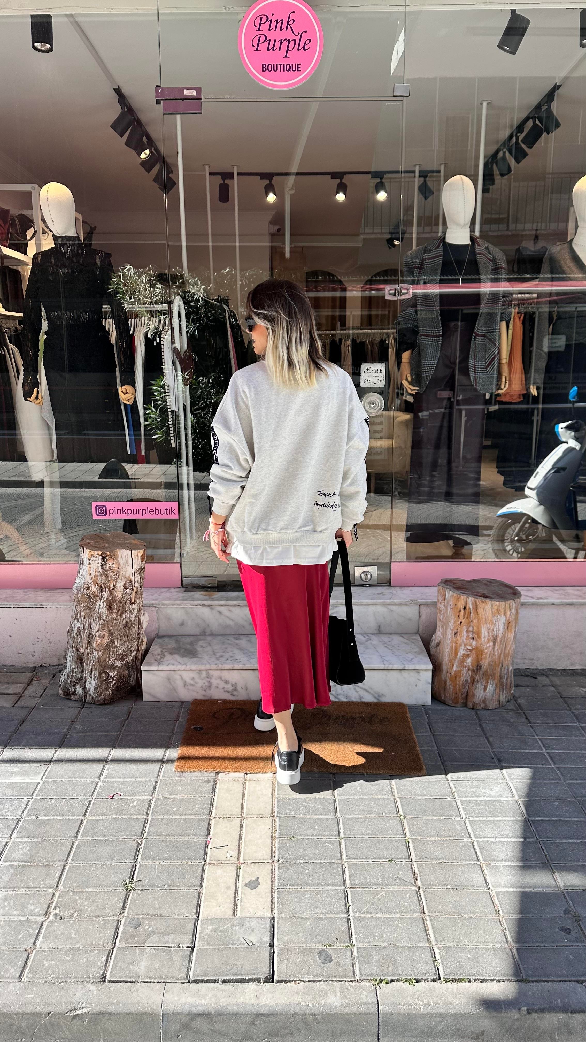Bordo Saten Etek
