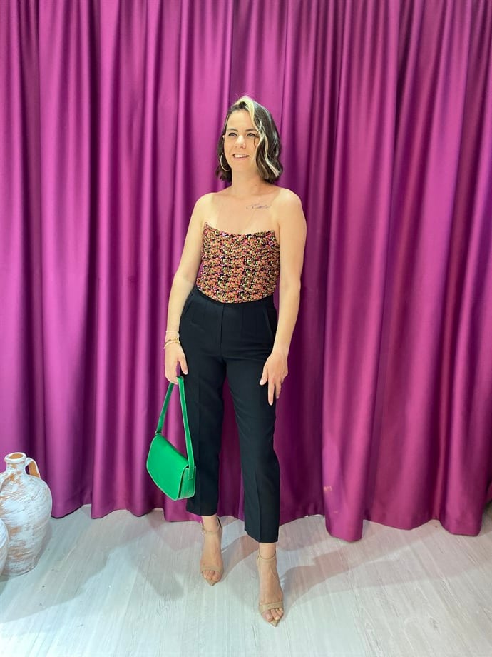 Çiçek Desen Korse Crop