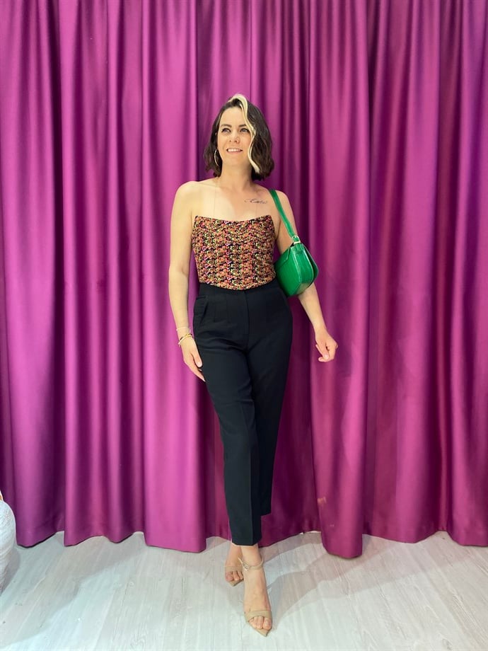 Çiçek Desen Korse Crop