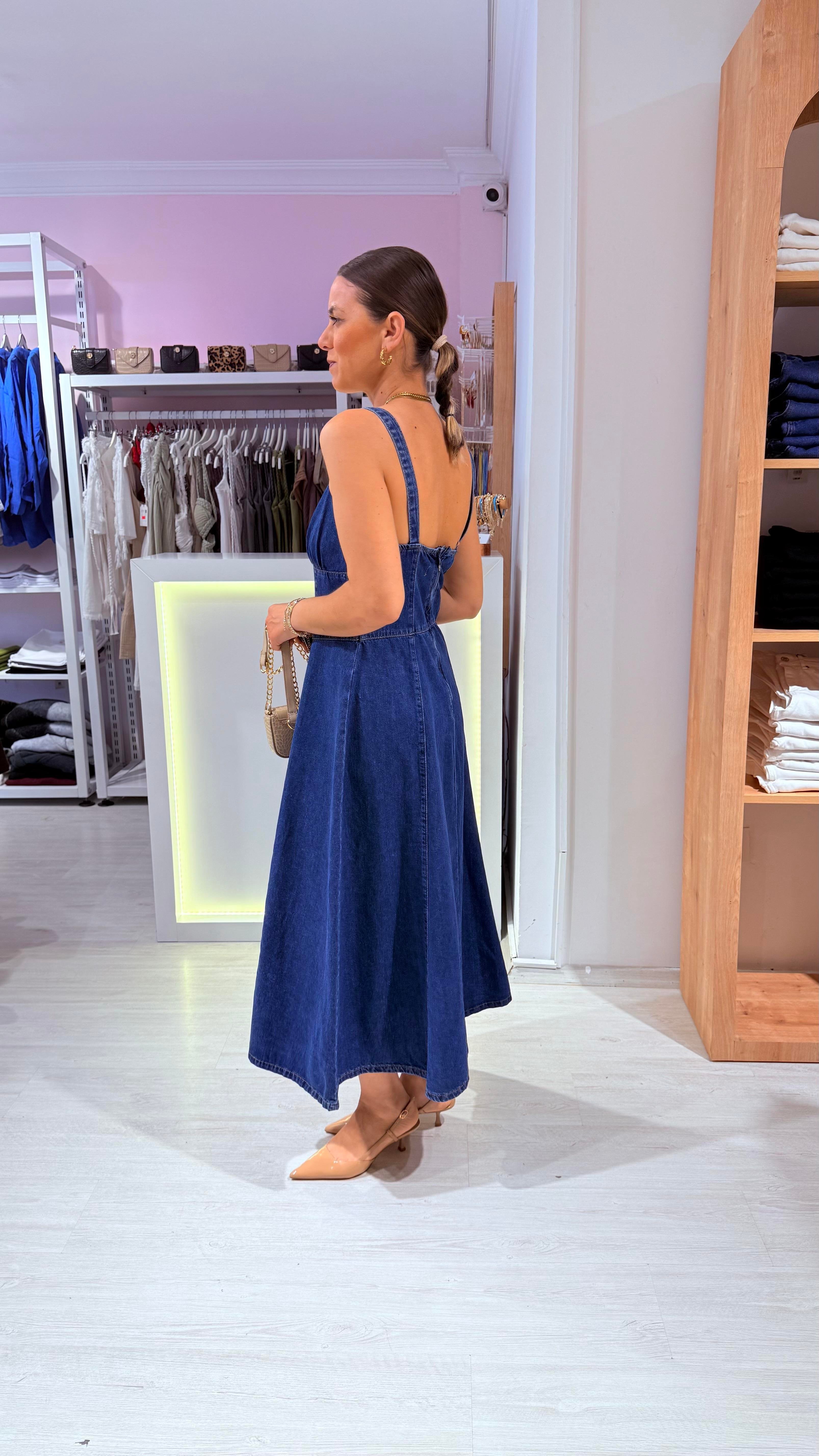 Denim Maxi Elbise