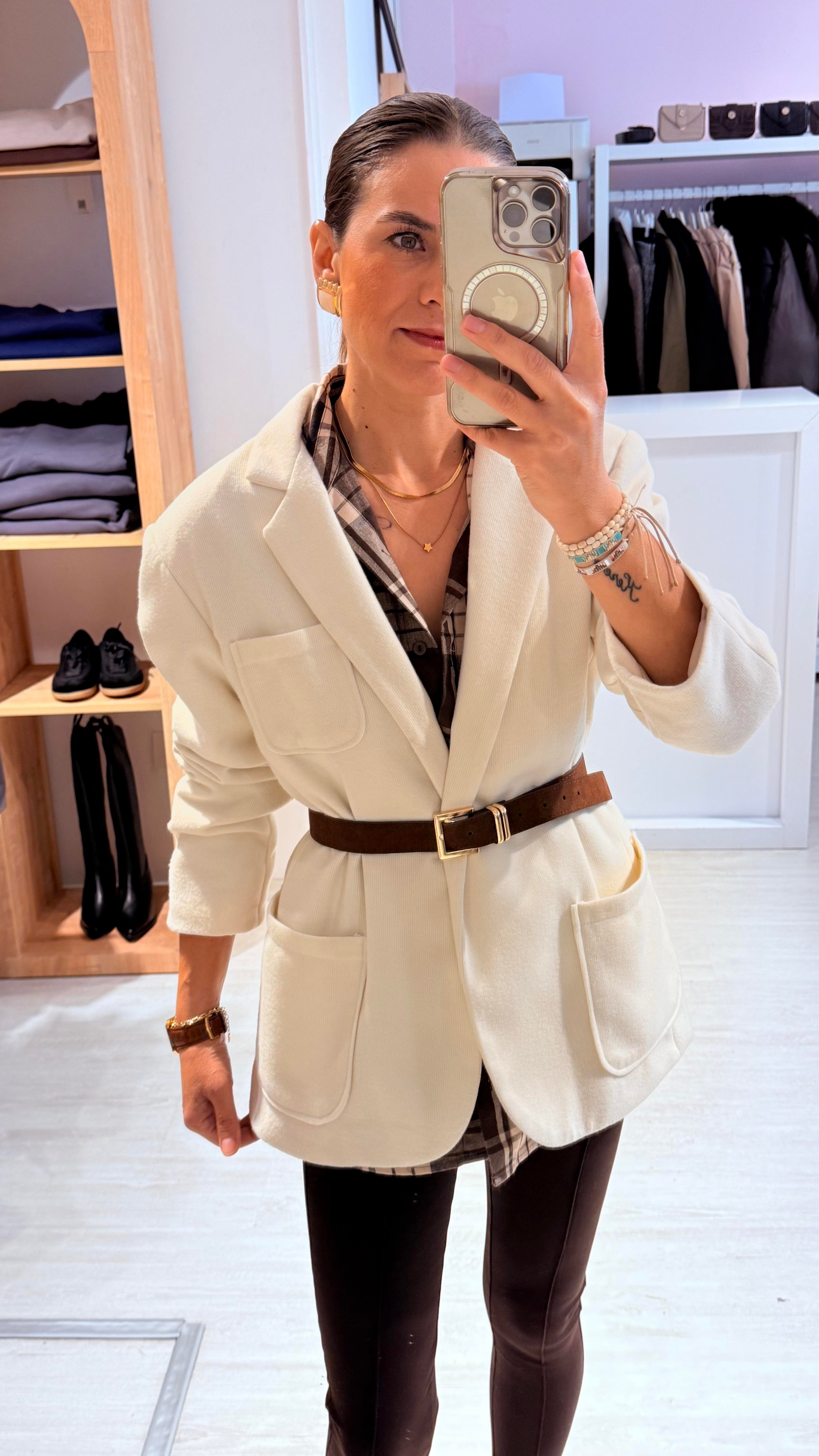 Ekru Dokuma Blazer