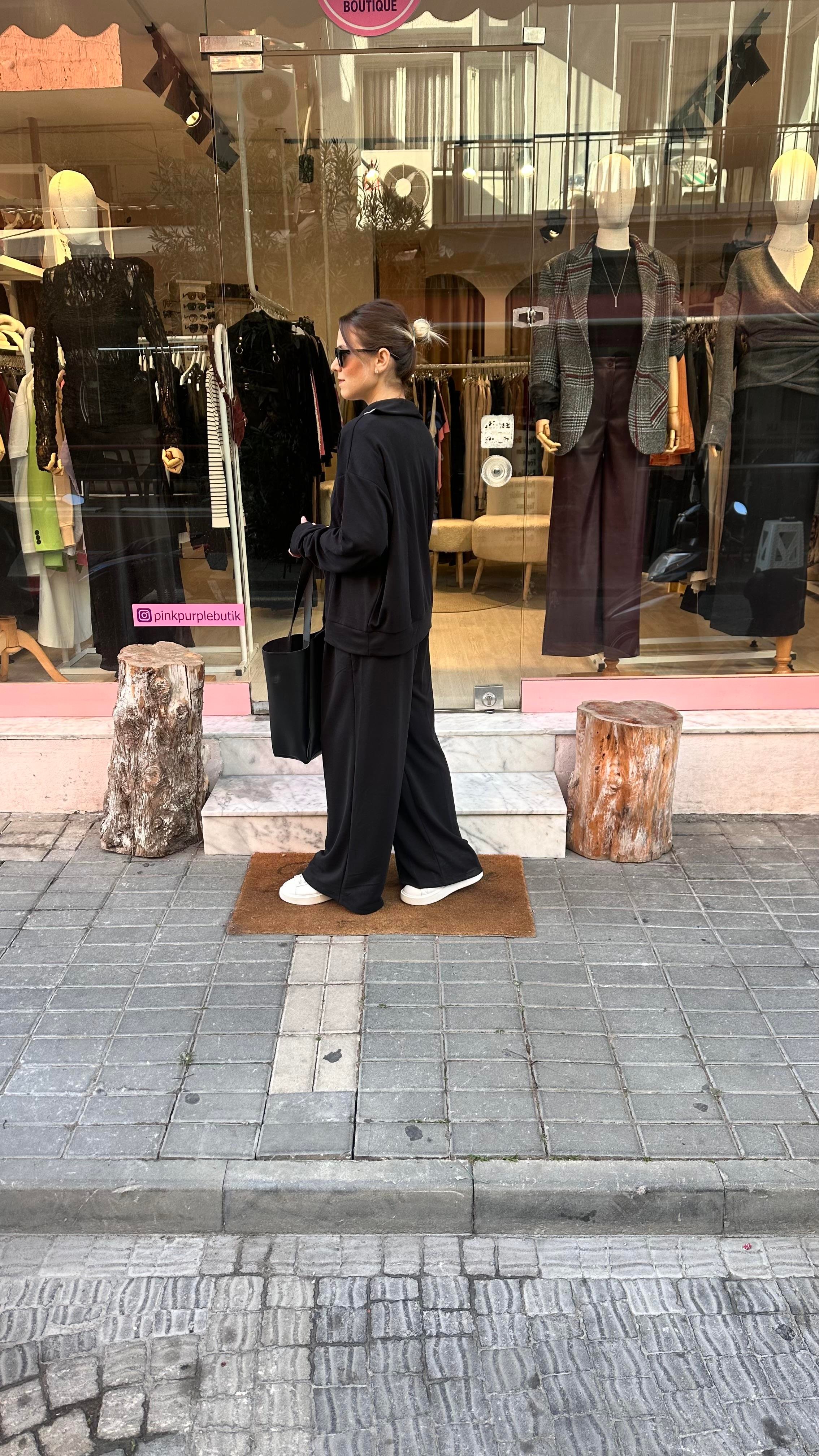 Füme Fermuarlı Modal Takım