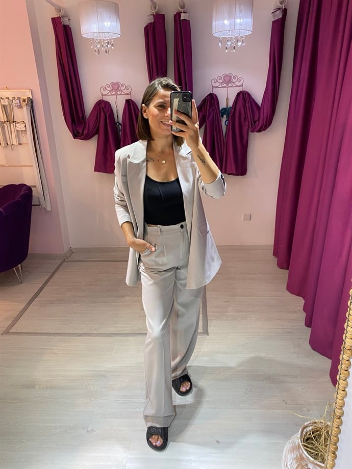 Gri Blazer Takım