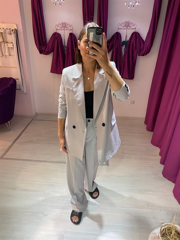Gri Blazer Takım