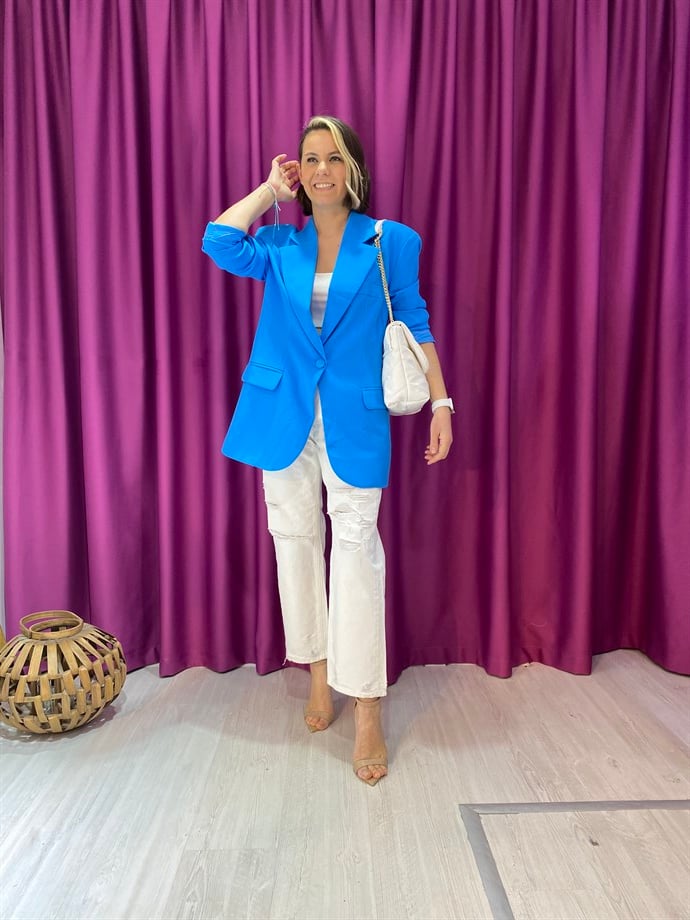 İndigo Mavi Oversize Blazer