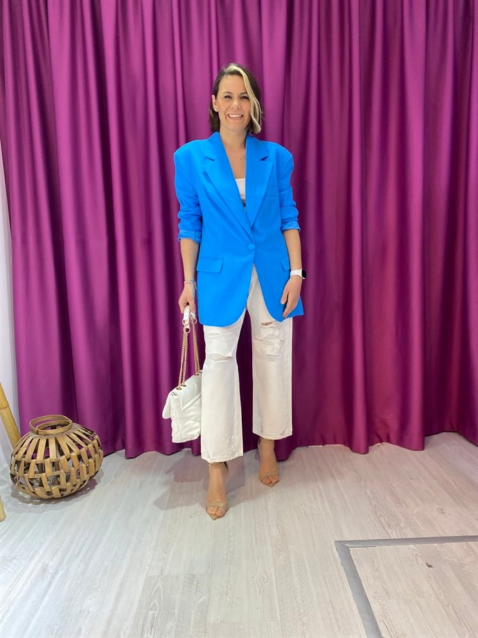 İndigo Mavi Oversize Blazer