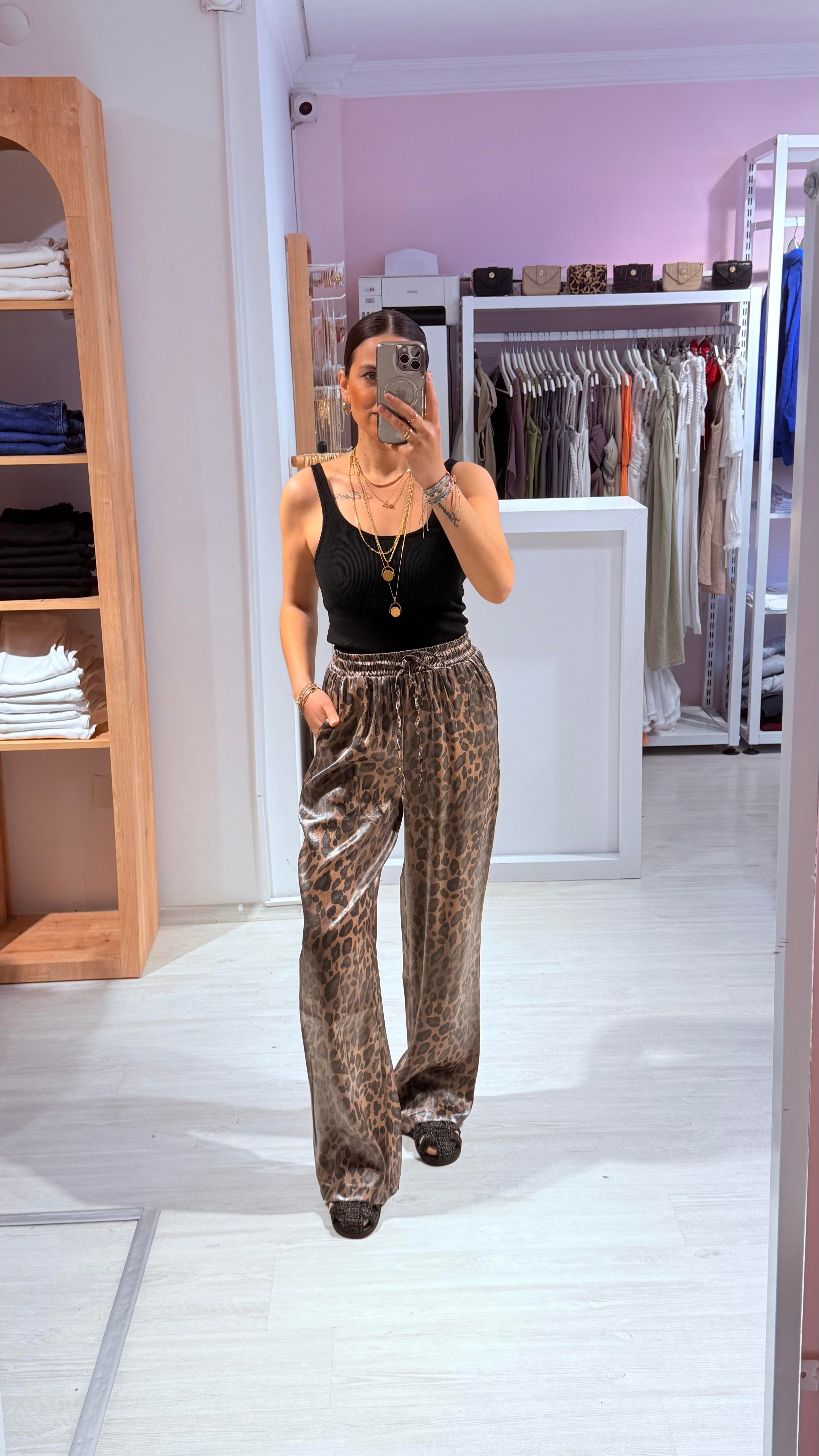 Kahve Leopar Pantolon