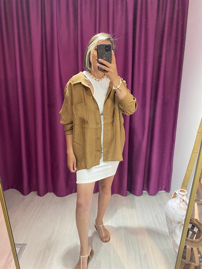 Kahverengi Oversize Gömlek