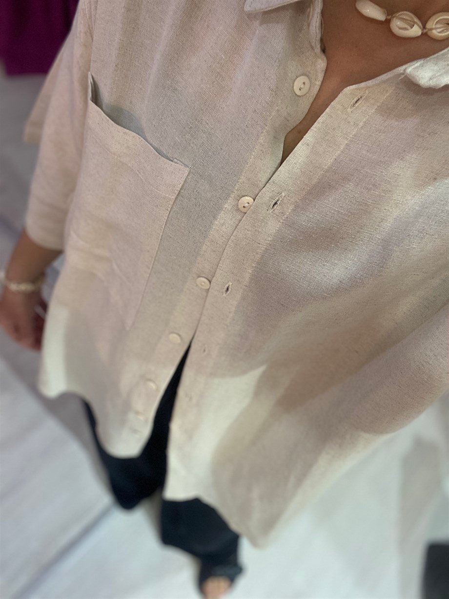 Keten Oversize Gömlek