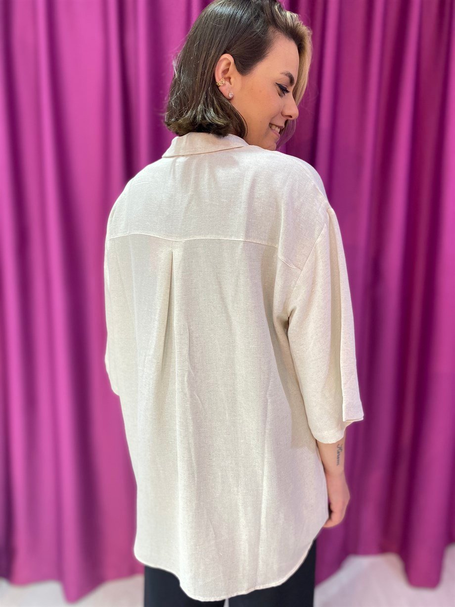 Keten Oversize Gömlek