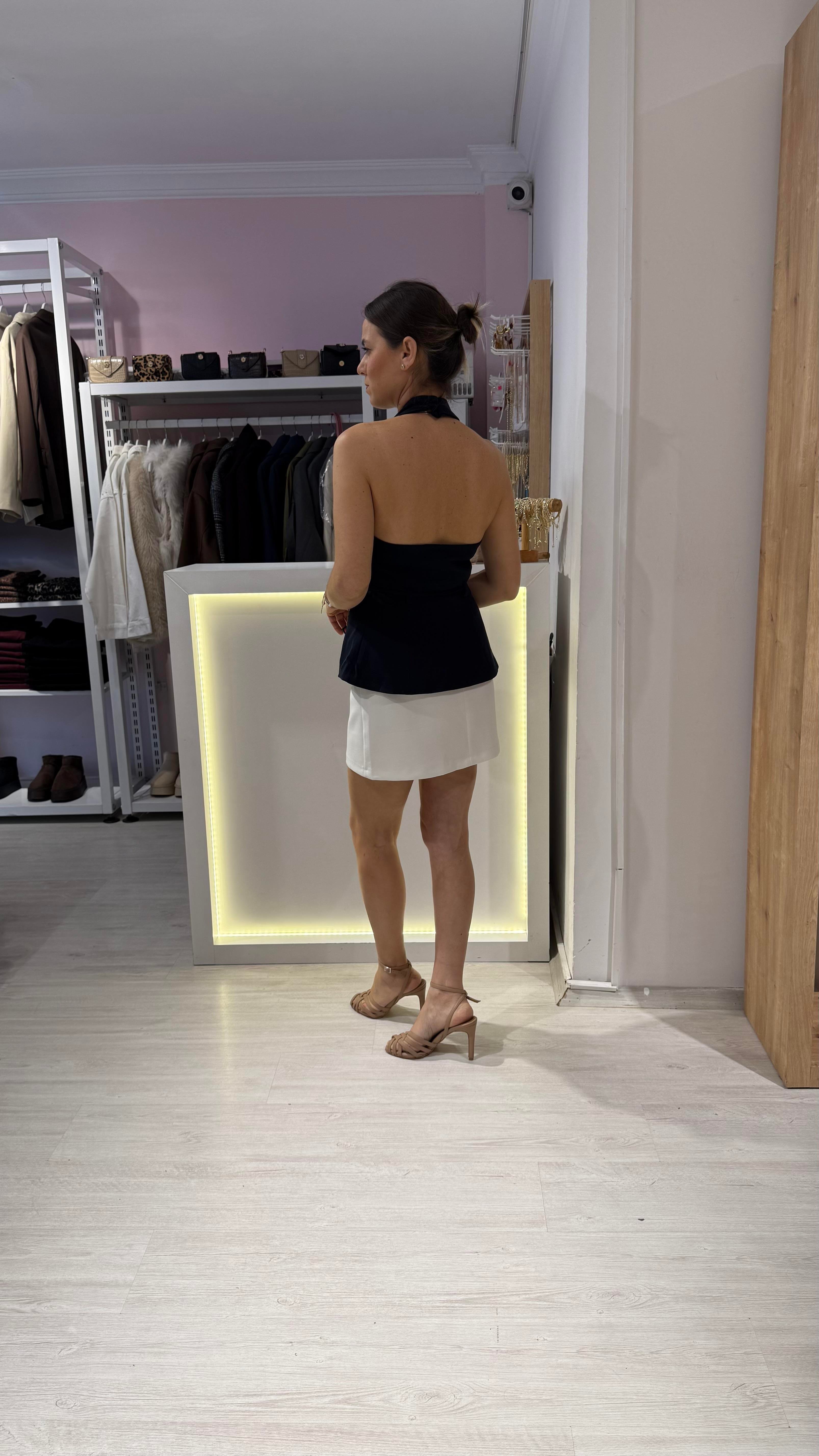 Lacivert Bağlamalı Yelek