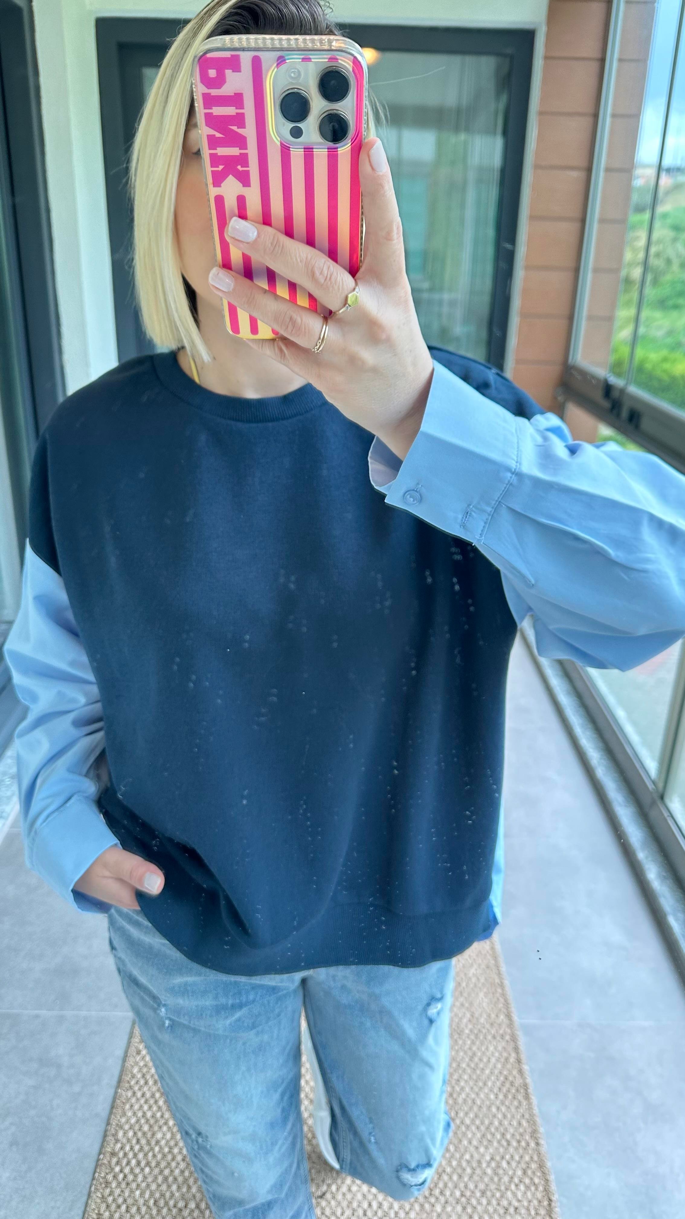 Lacivert Gömlek Sweatshirt