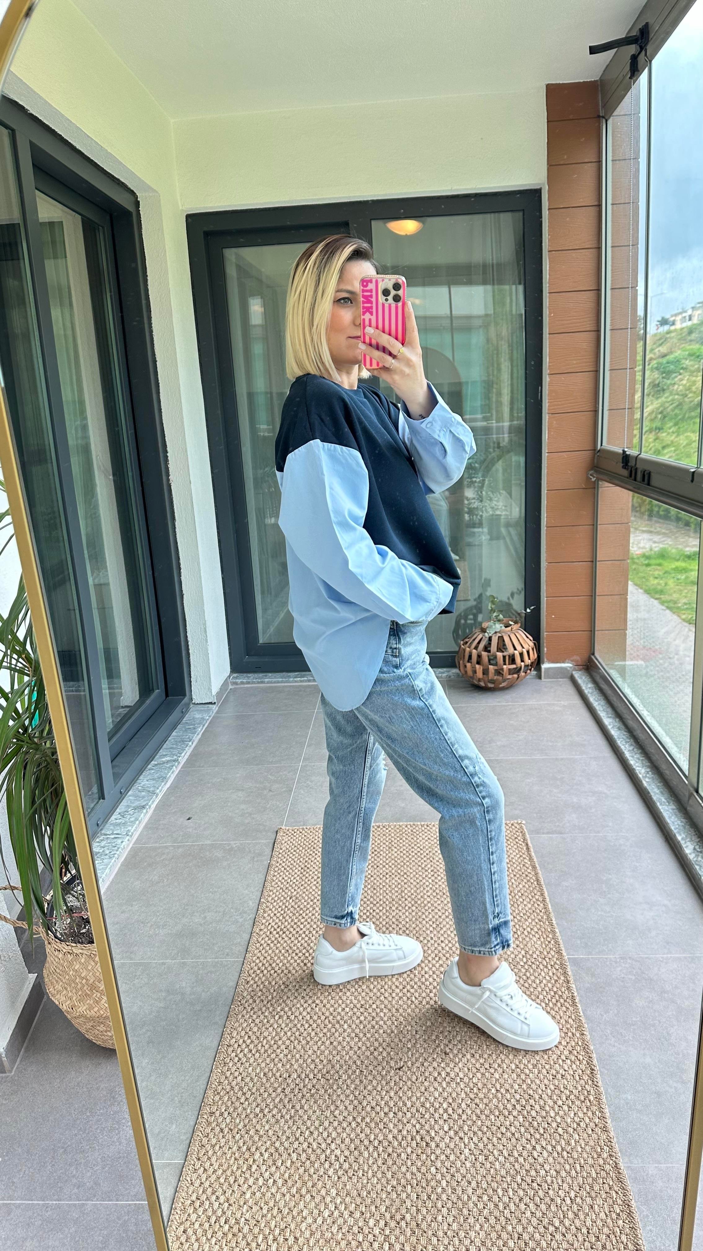 Lacivert Gömlek Sweatshirt