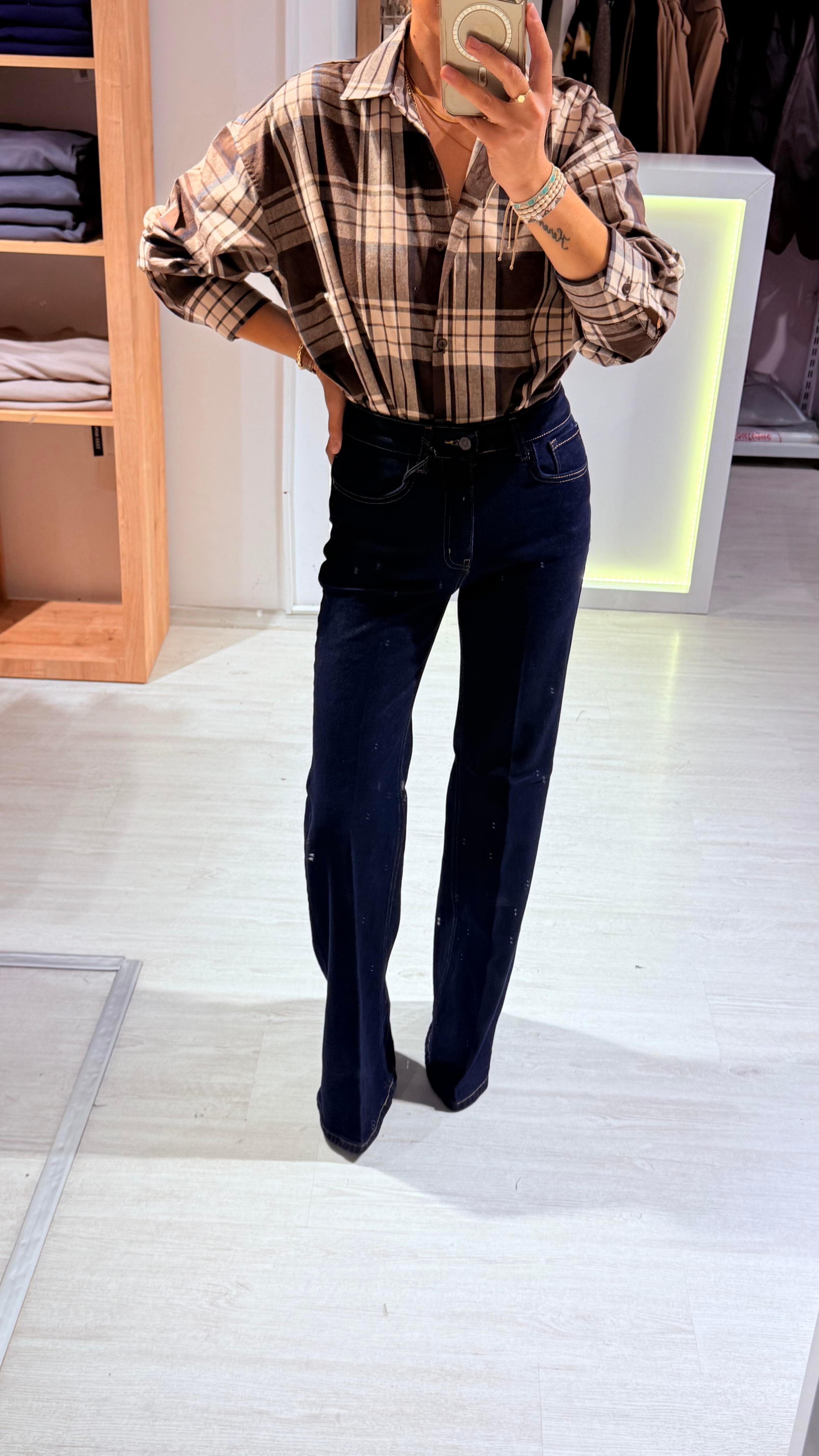 Lacivert İspanyol Paça Jean