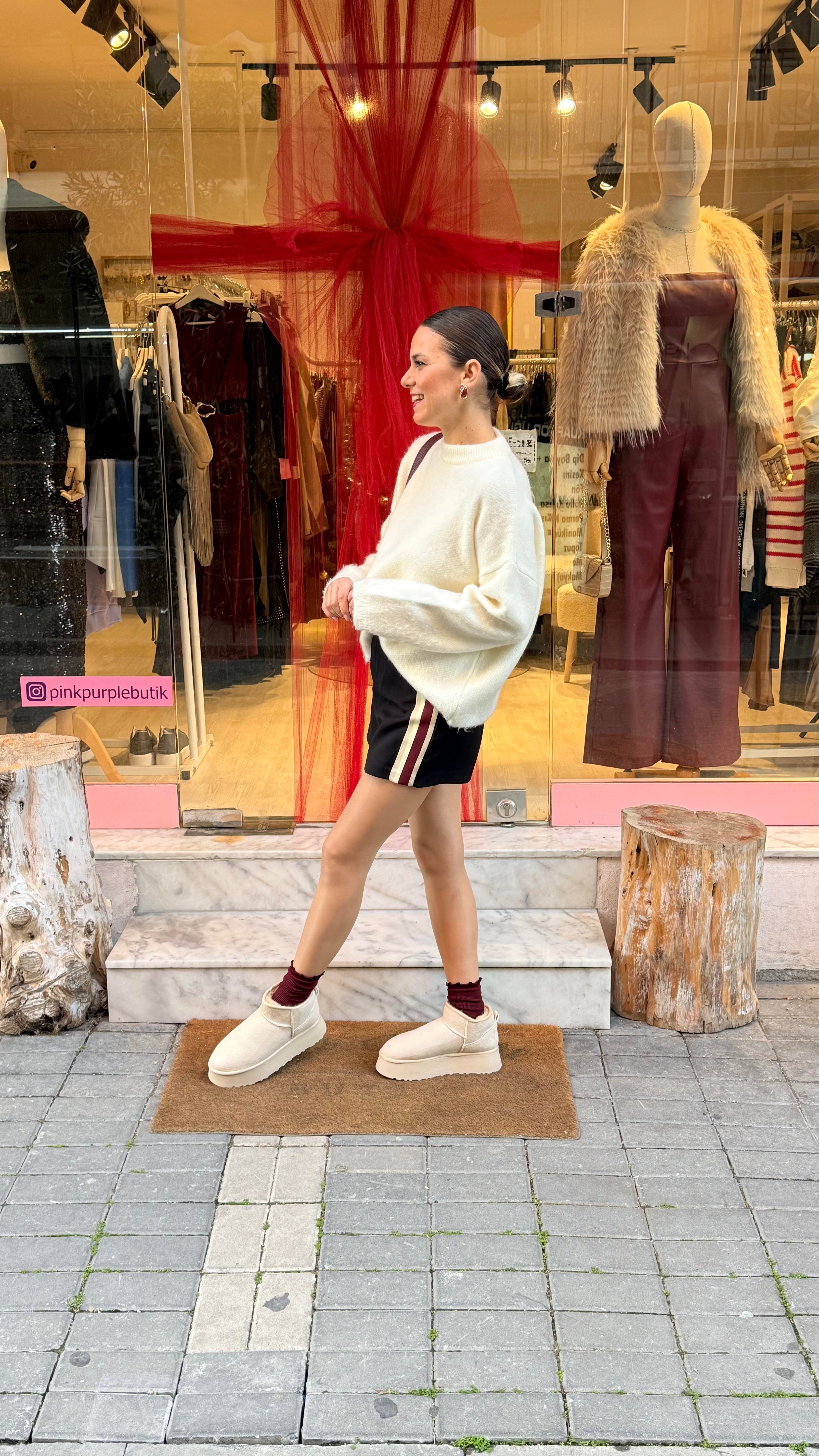 Lacivert Şeritli Şort Etek