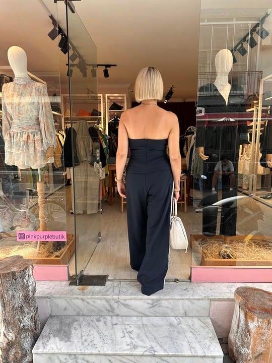 Lacivert Straplez Takım
