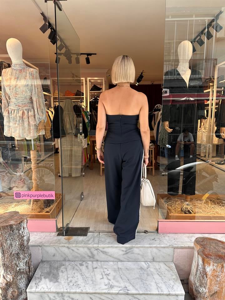 Lacivert Yazılı Büstiyer Takım