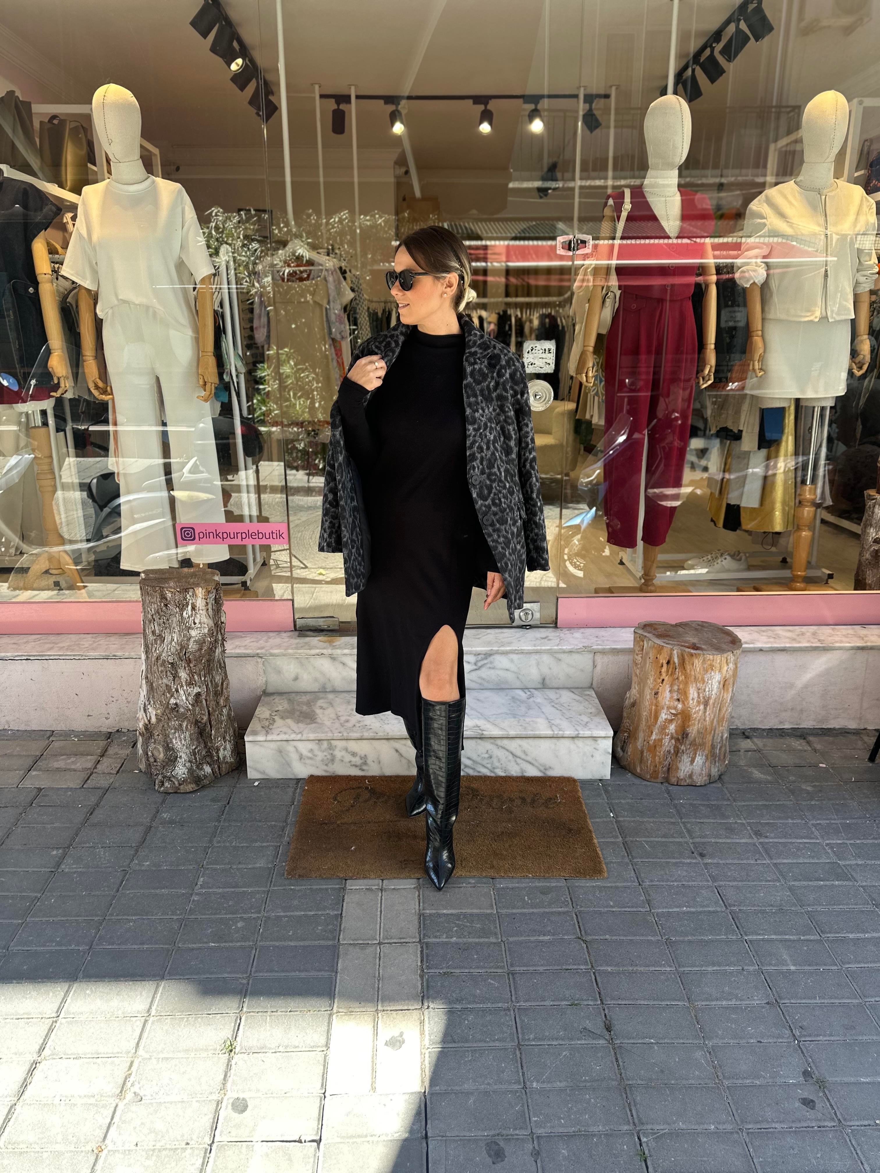 Leopar Kaşe Ceket