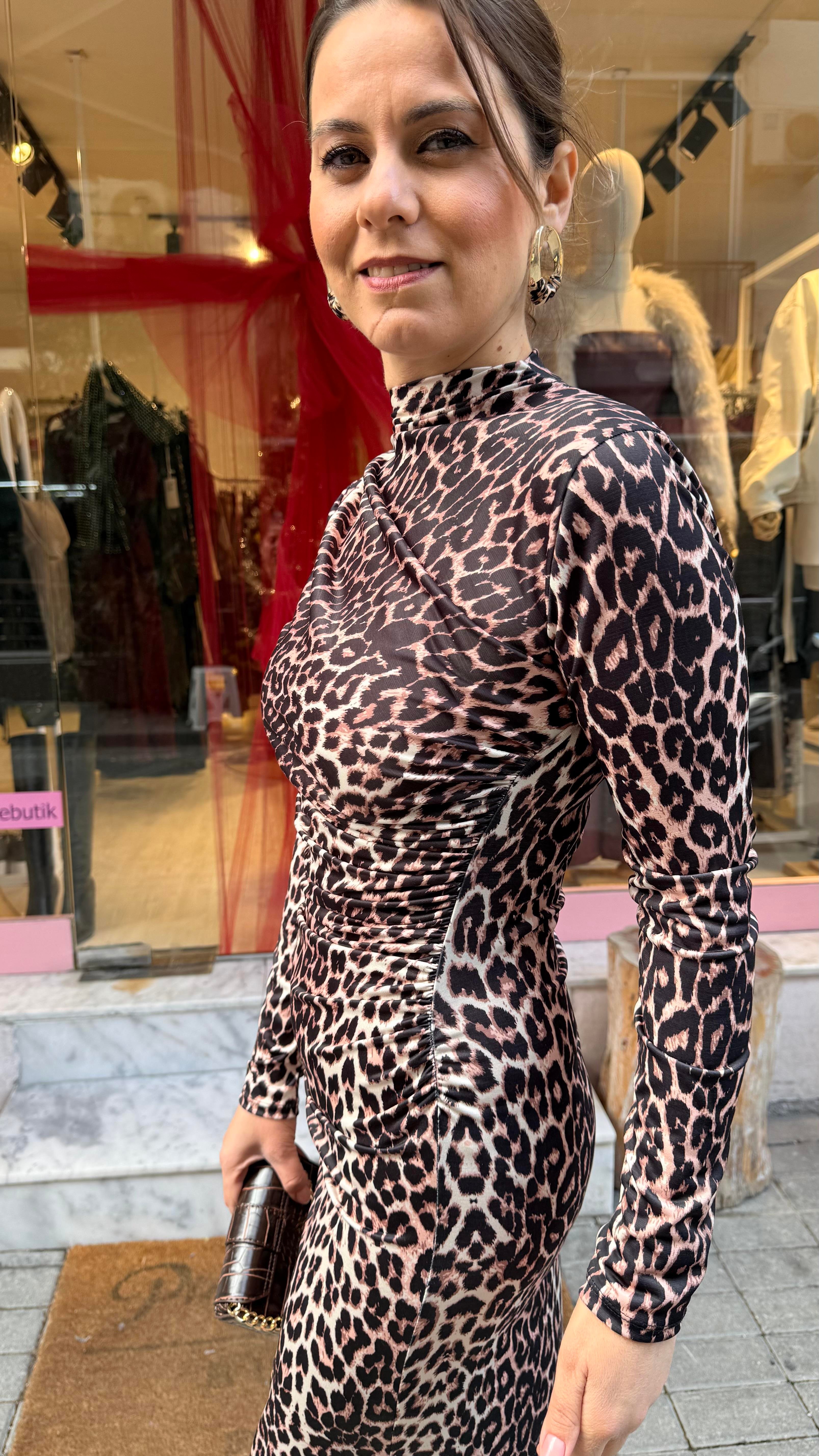 Leopar Midi Elbise