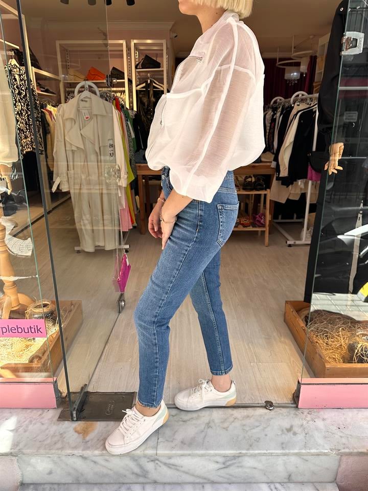 Mavi Çift Düğme Jean