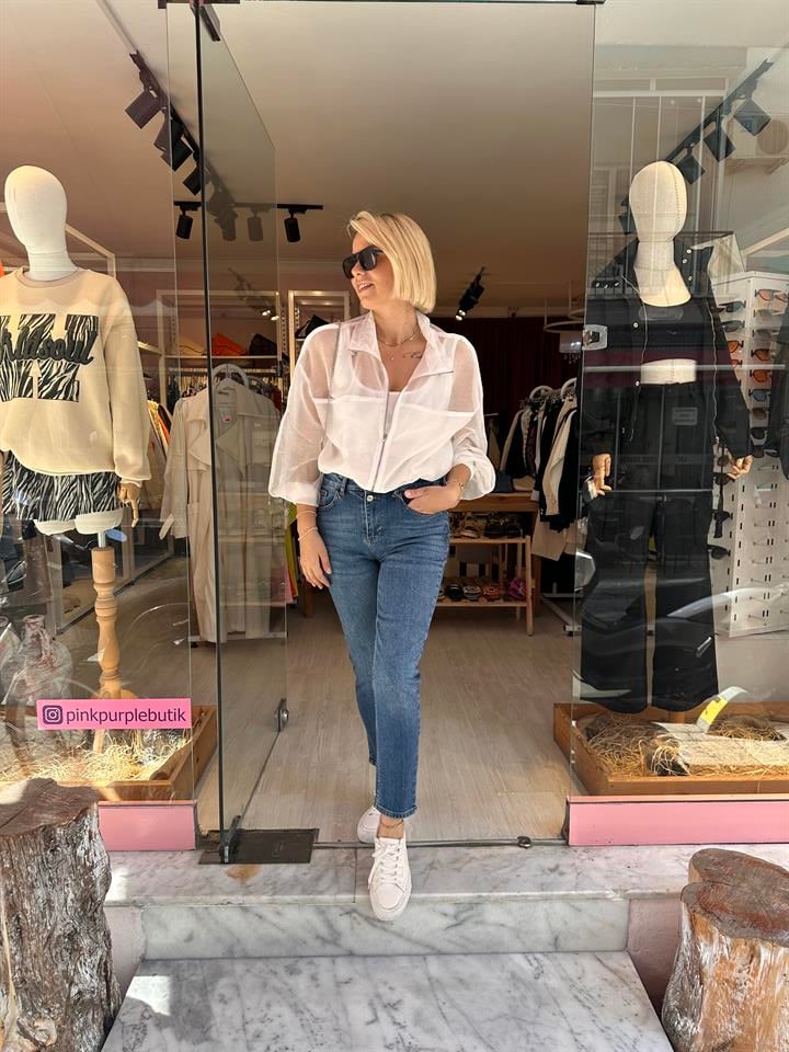 Mavi Çift Düğme Jean