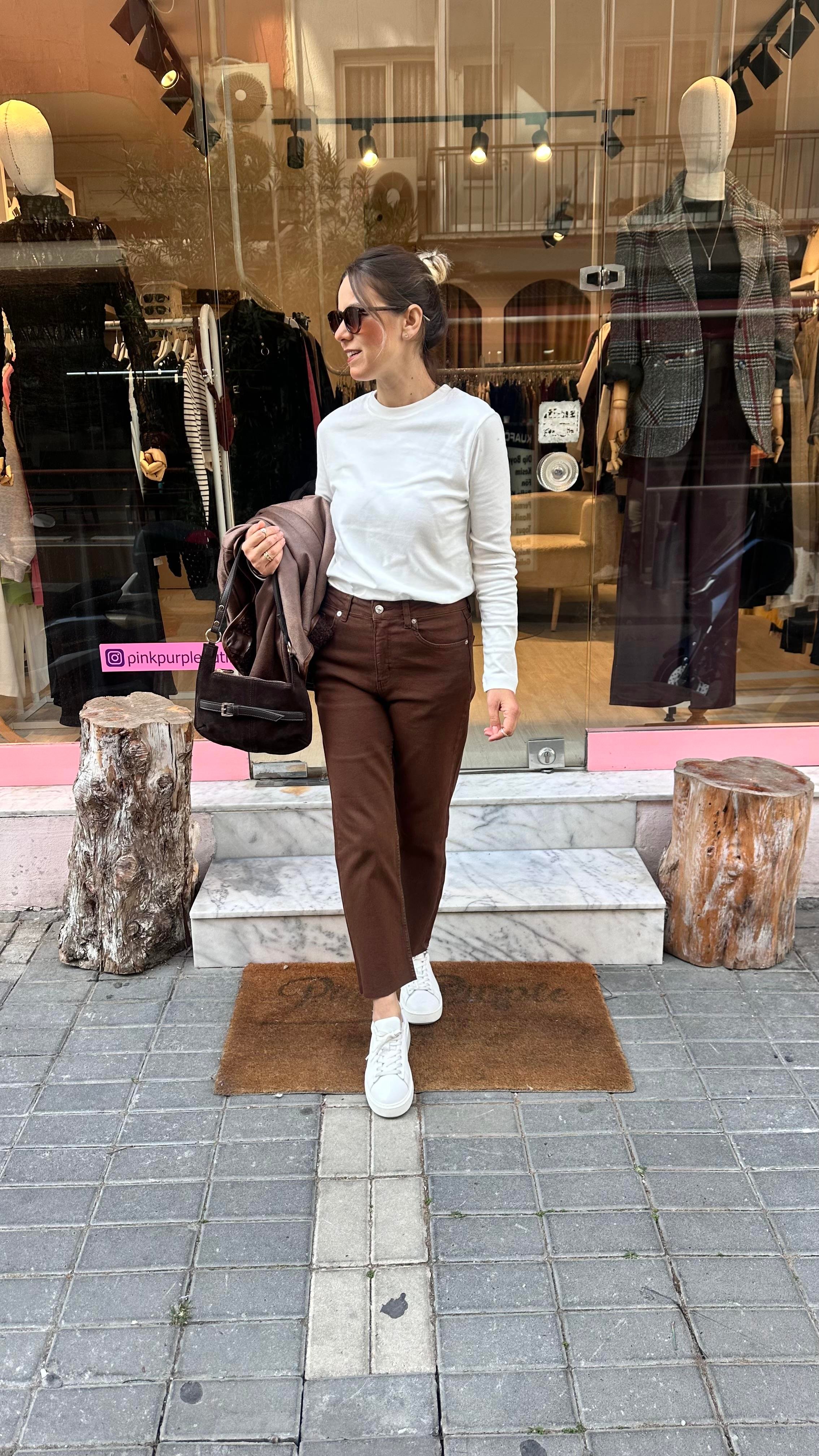 Orj. Marka Kahve Boyfit Jean