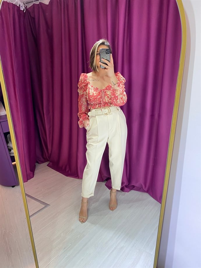 Pembe Desenli Crop