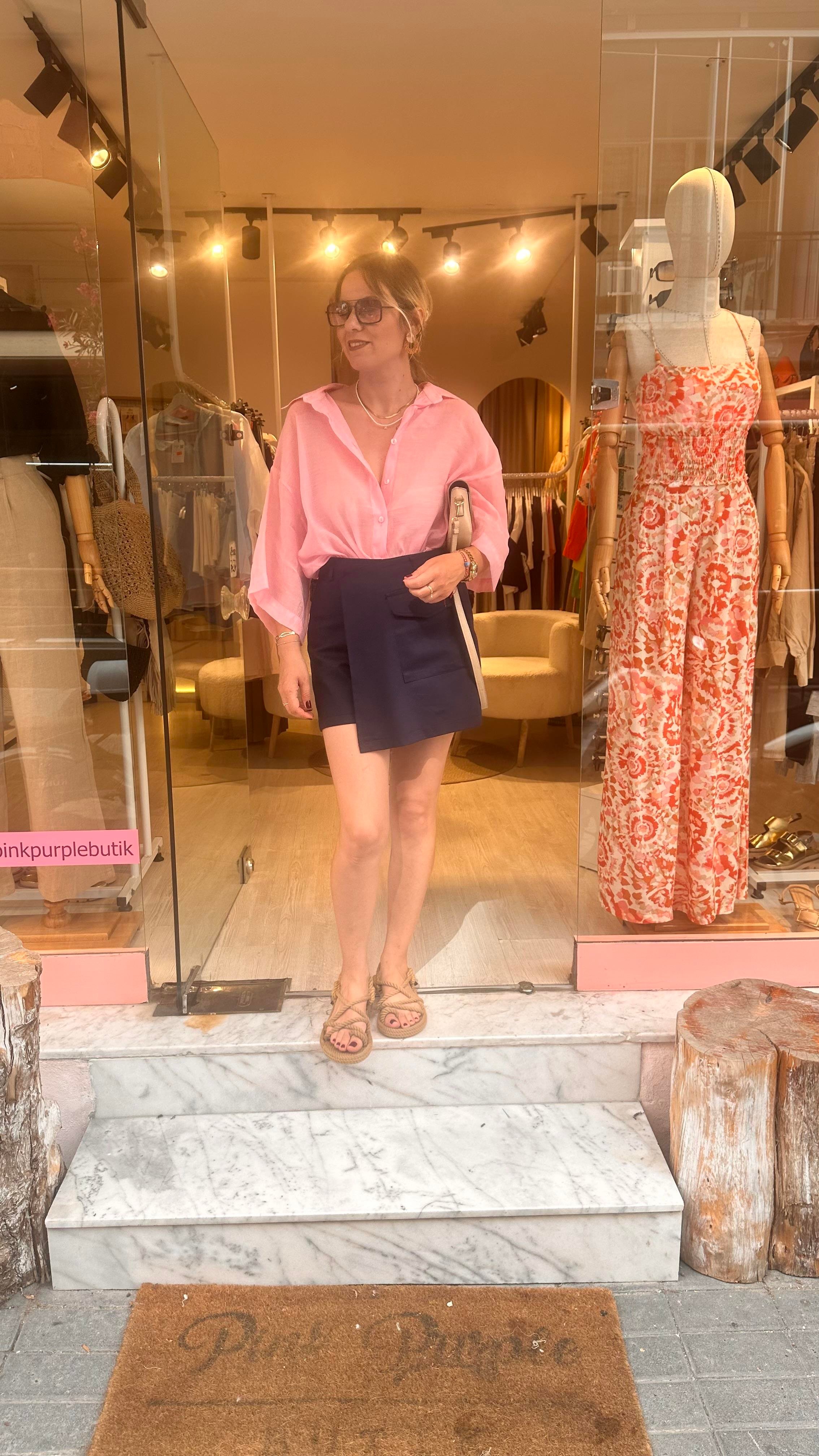 Pembe Transparan Gömlek