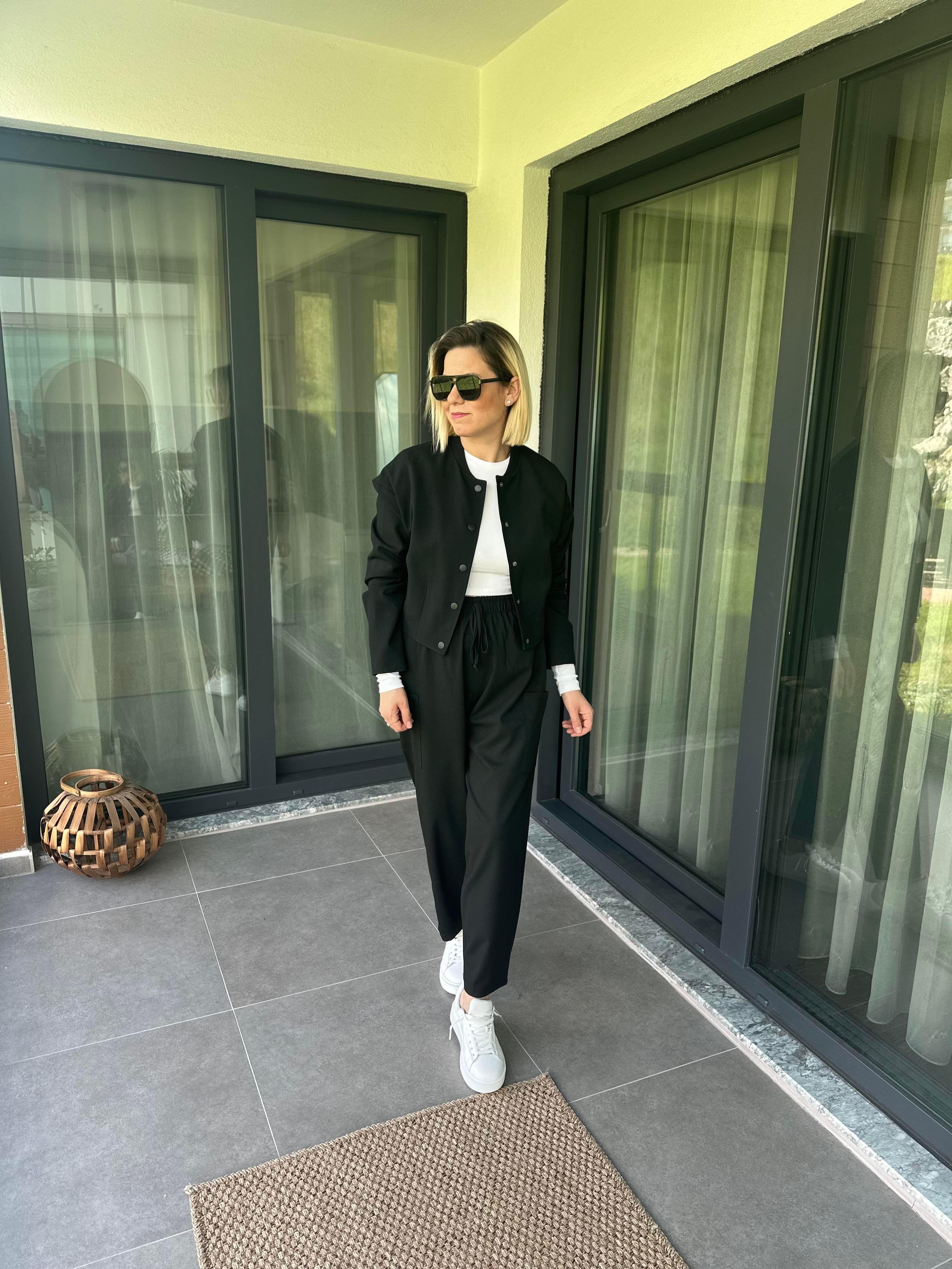 Siyah Çift Cep Pantolon