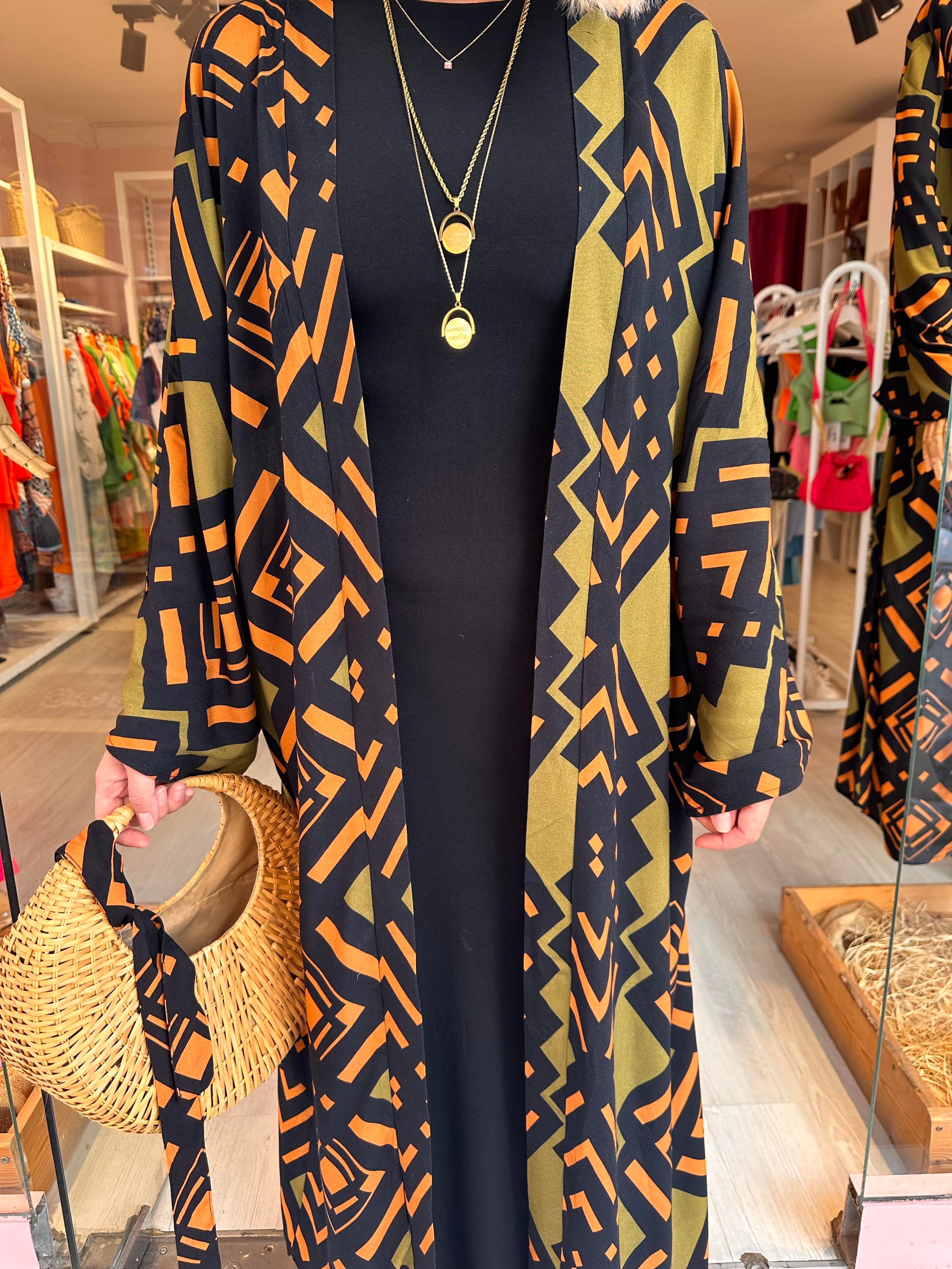 Siyah Desenli Kimono