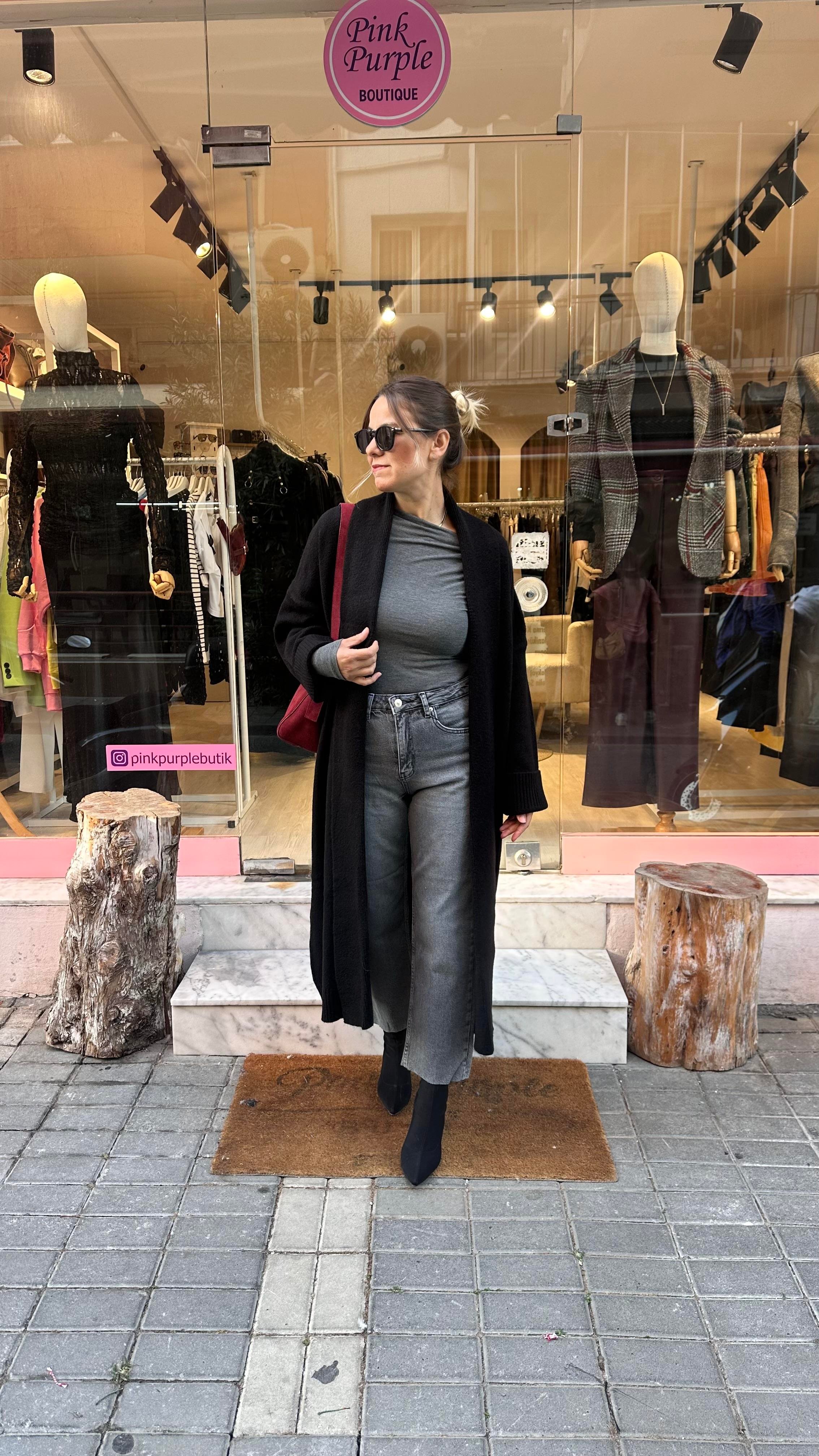 Siyah Maxi Hırka