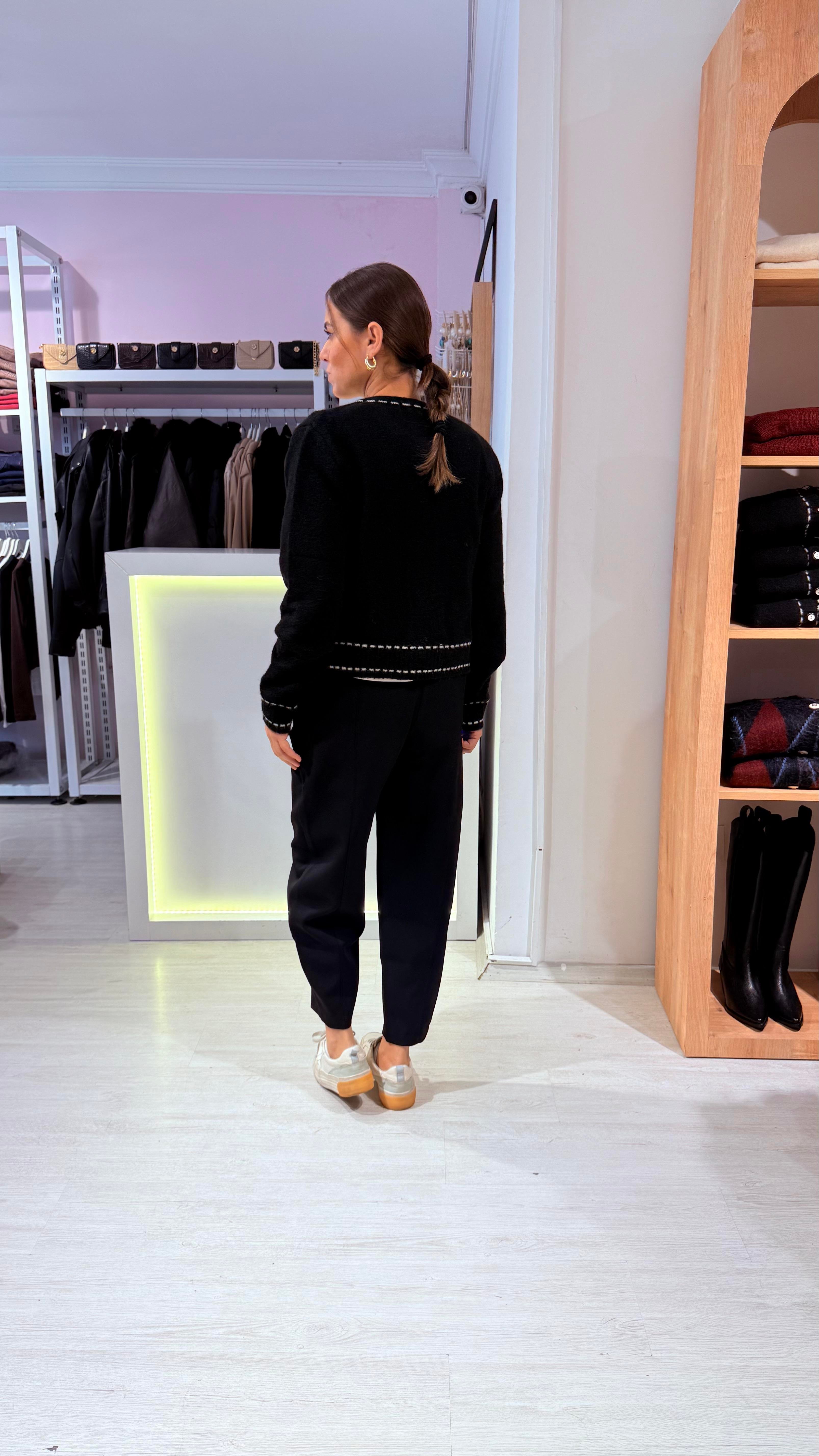 Siyah Mom Kumaş Pantolon