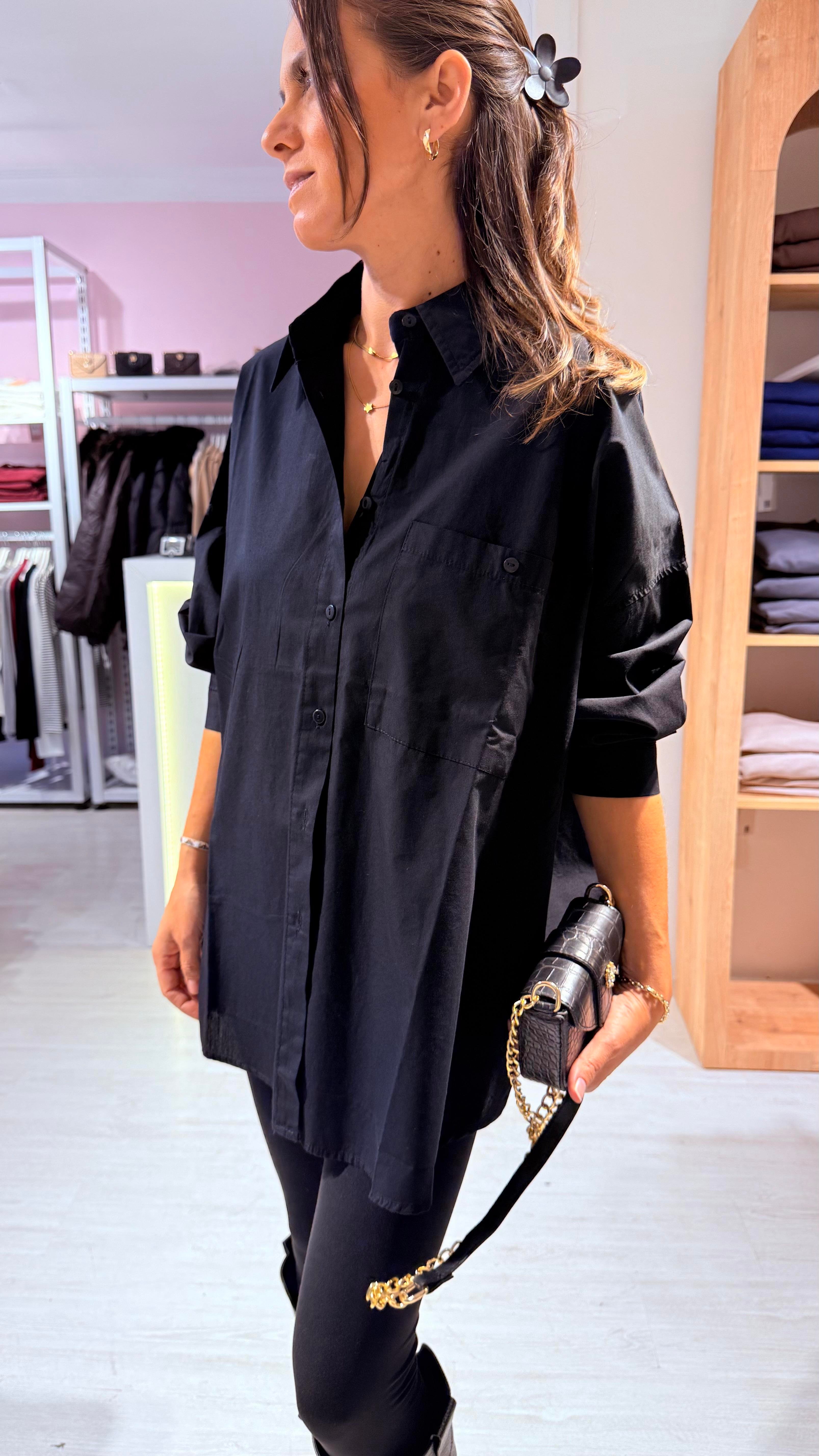 Siyah Oversize Gömlek