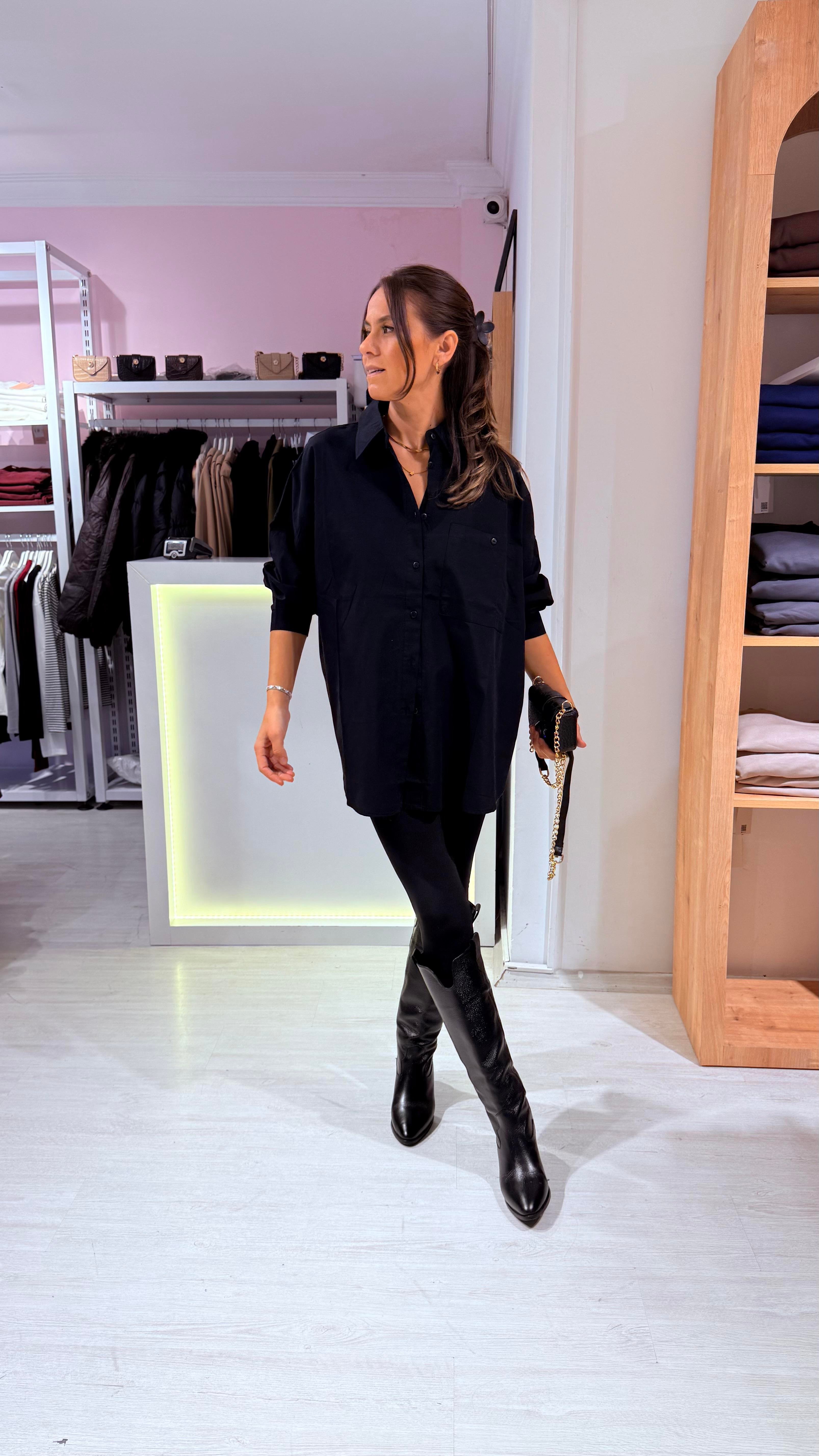 Siyah Oversize Gömlek