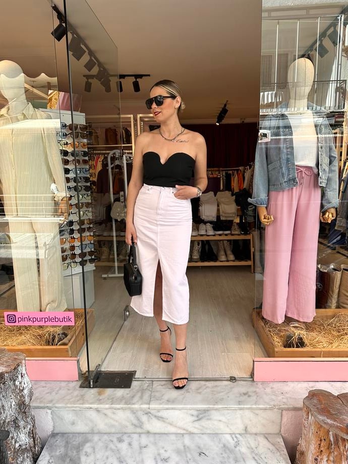 Siyah Straplez Crop
