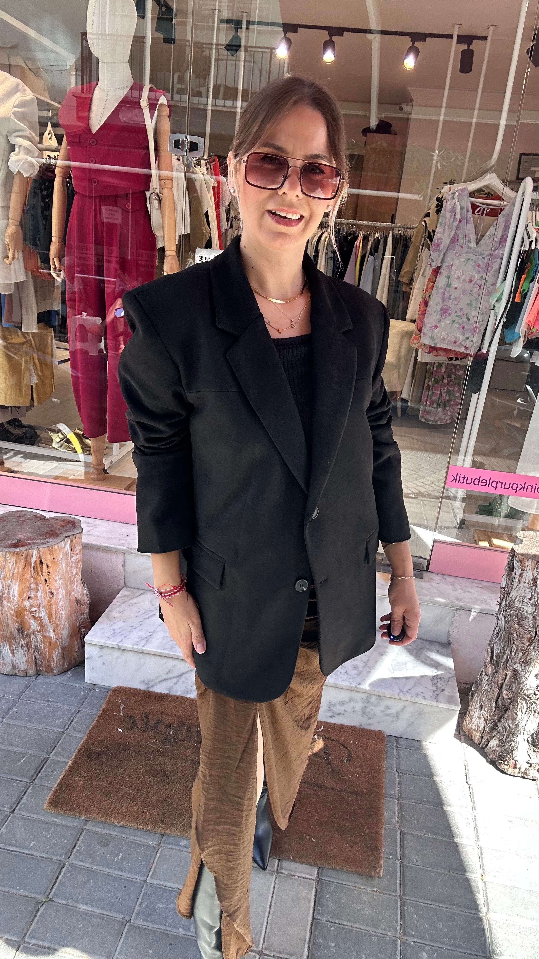 Siyah Süet Blazer